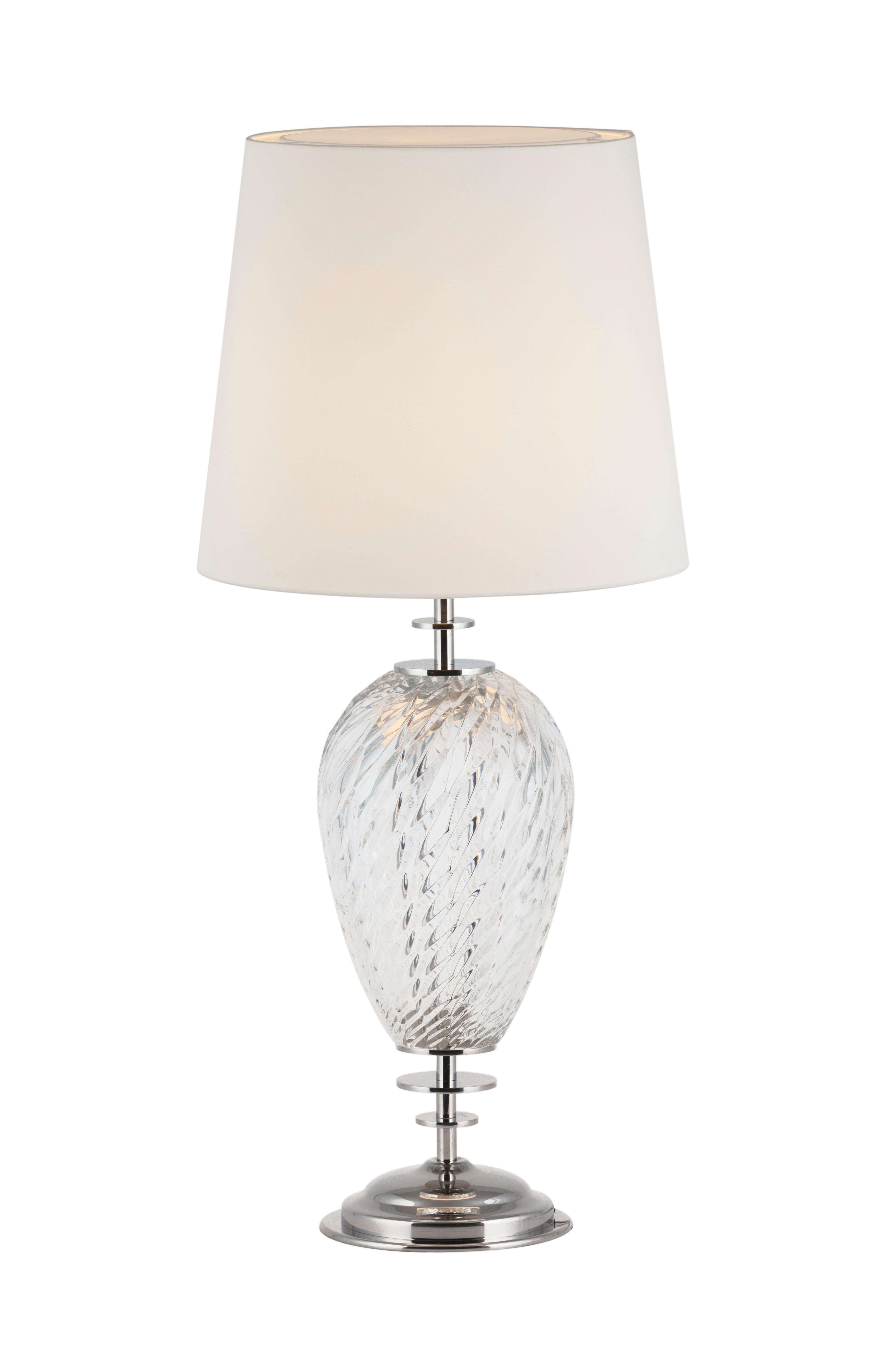 Art Deco Vista Alegre Crystal Table Lamp Handmade in Portugal by Greenapple In New Condition For Sale In Lisboa, PT