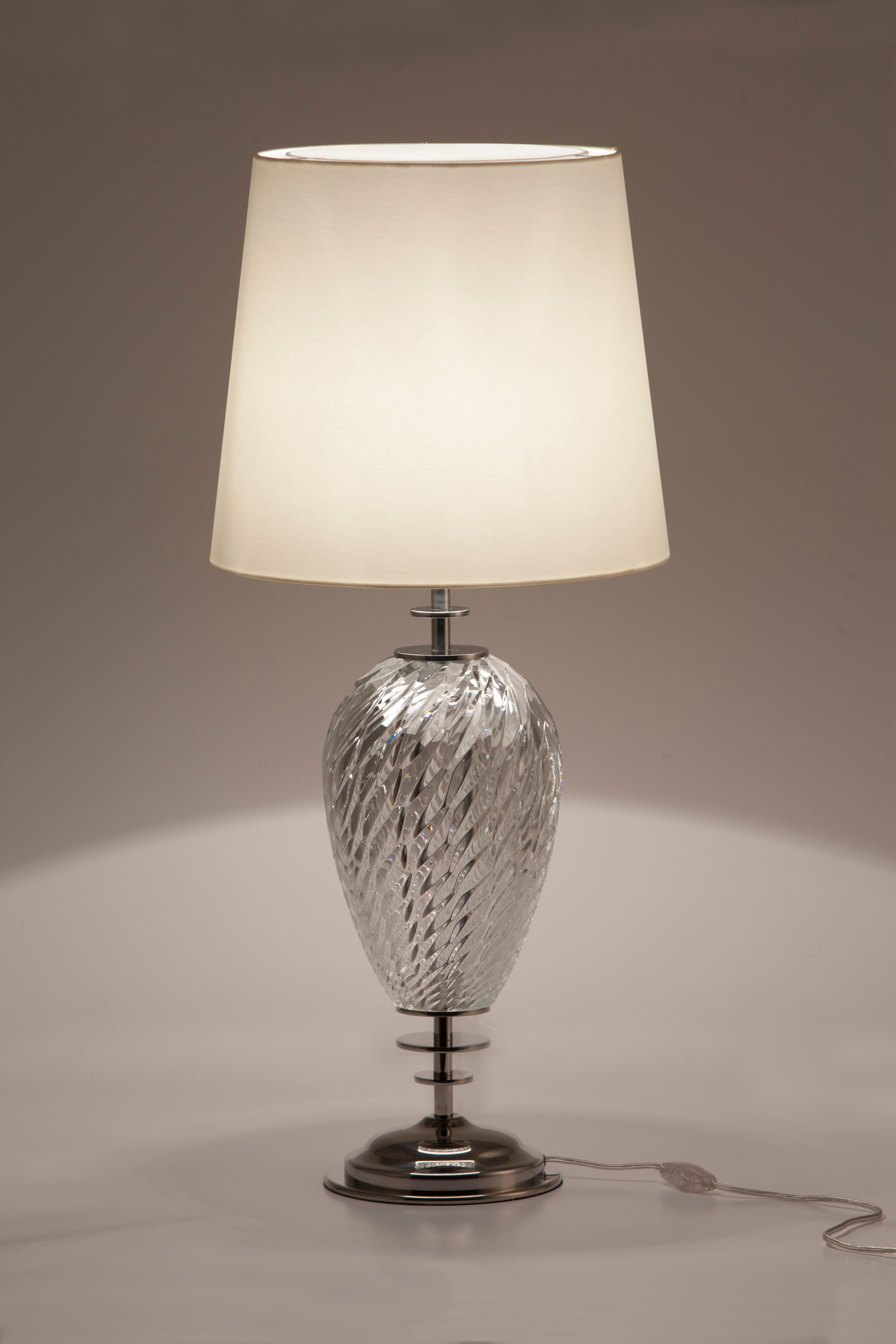 Contemporary Art Deco Vista Alegre Crystal Table Lamp Handmade in Portugal by Greenapple For Sale