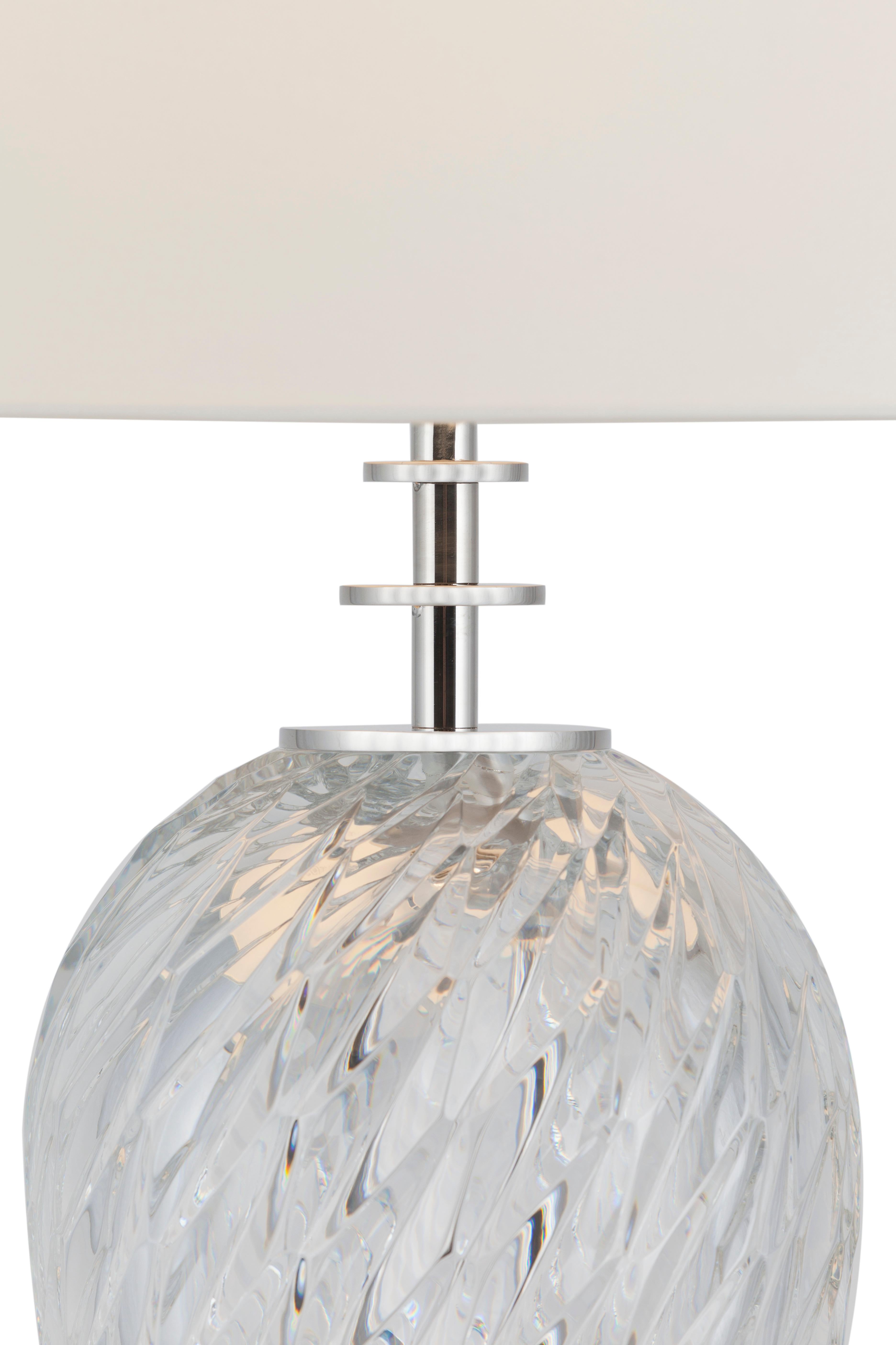 Brass Art Deco Vista Alegre Crystal Table Lamp Handmade in Portugal by Greenapple For Sale