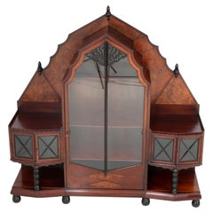 Vitrina Art Déco de Max Coini, nogal y madera con nudos, diseño holandés, década de 1920