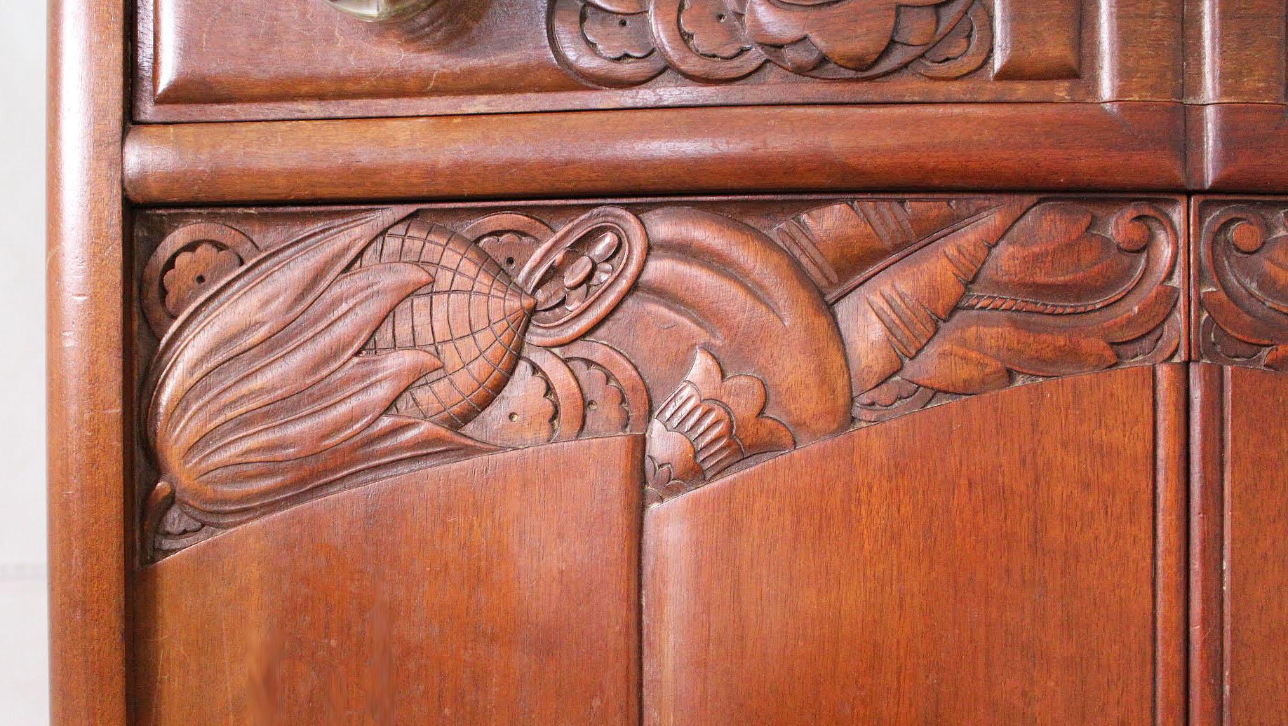 Art Deco Vitrine Cabinet Dresser Buffet French Oak In Good Condition In Labrit, Landes