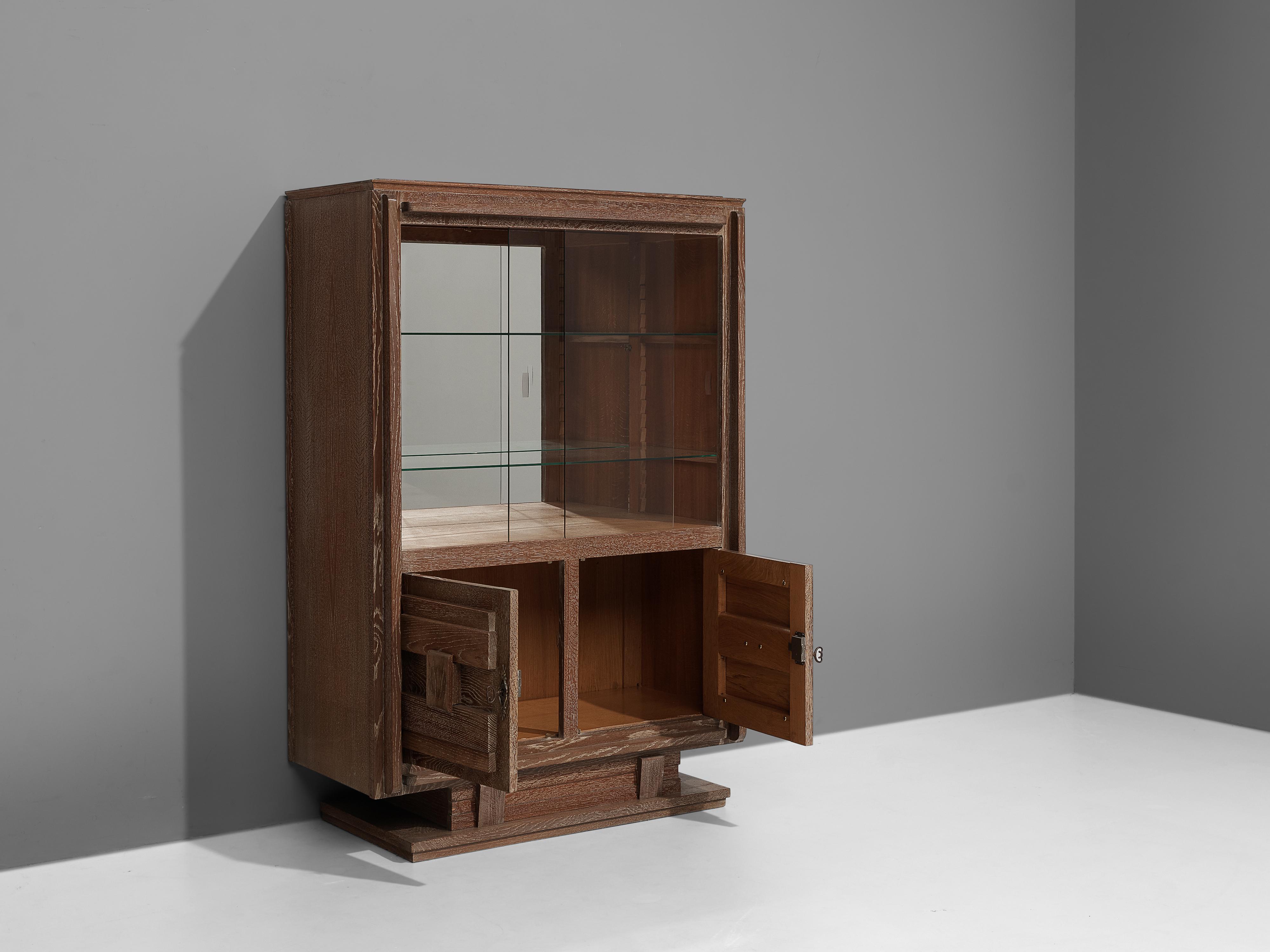 Art Deco Vitrine Cabinet in Cerused Oak 4