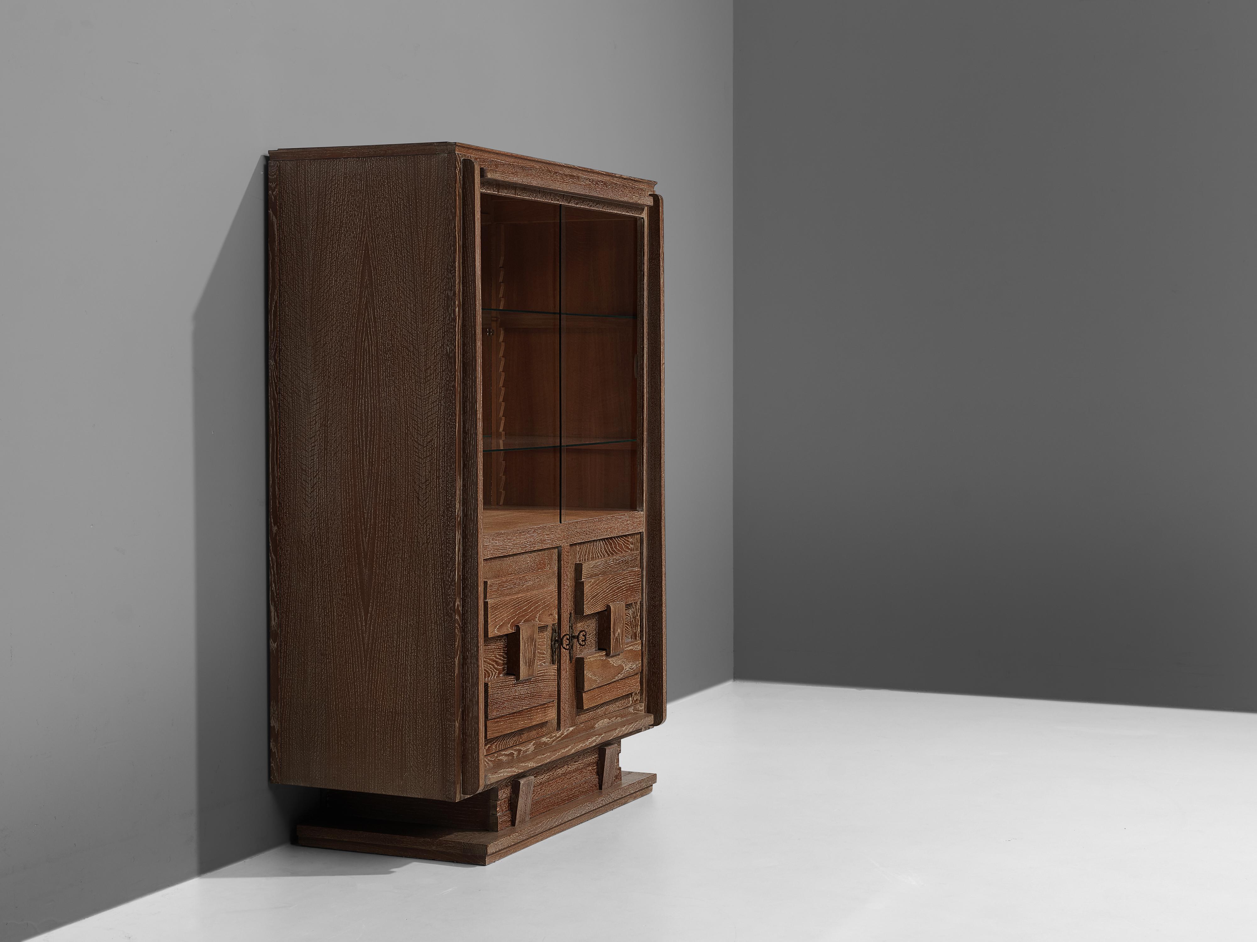 Art Deco Vitrine Cabinet in Cerused Oak 2