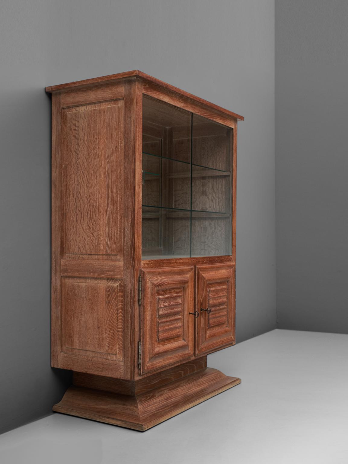 French Art Deco Vitrine Cabinet in Oak