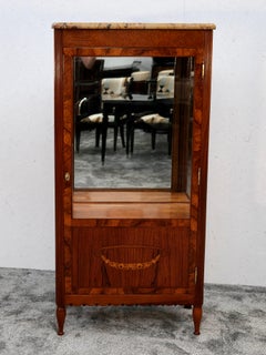 Art Deco Vitrine, Display Cabinet in Amboyna with Marble Top, circa 1925