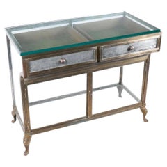 Vitrina Art Déco de Bronce Plateado Zinc y Cristal