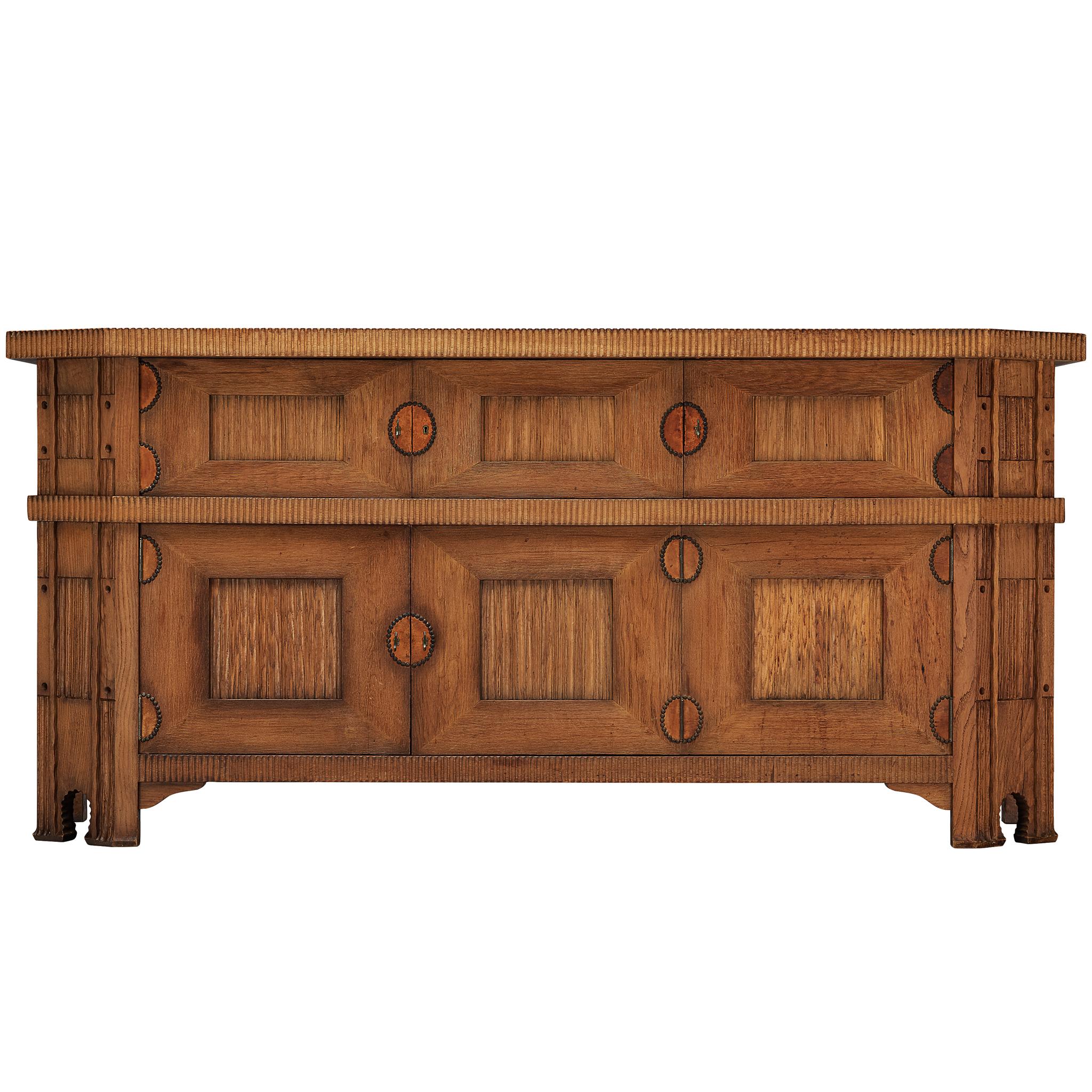 Art déco Vittorio Valabrega Maßgeschneidertes Sideboard aus Eiche, Art déco  im Angebot 7