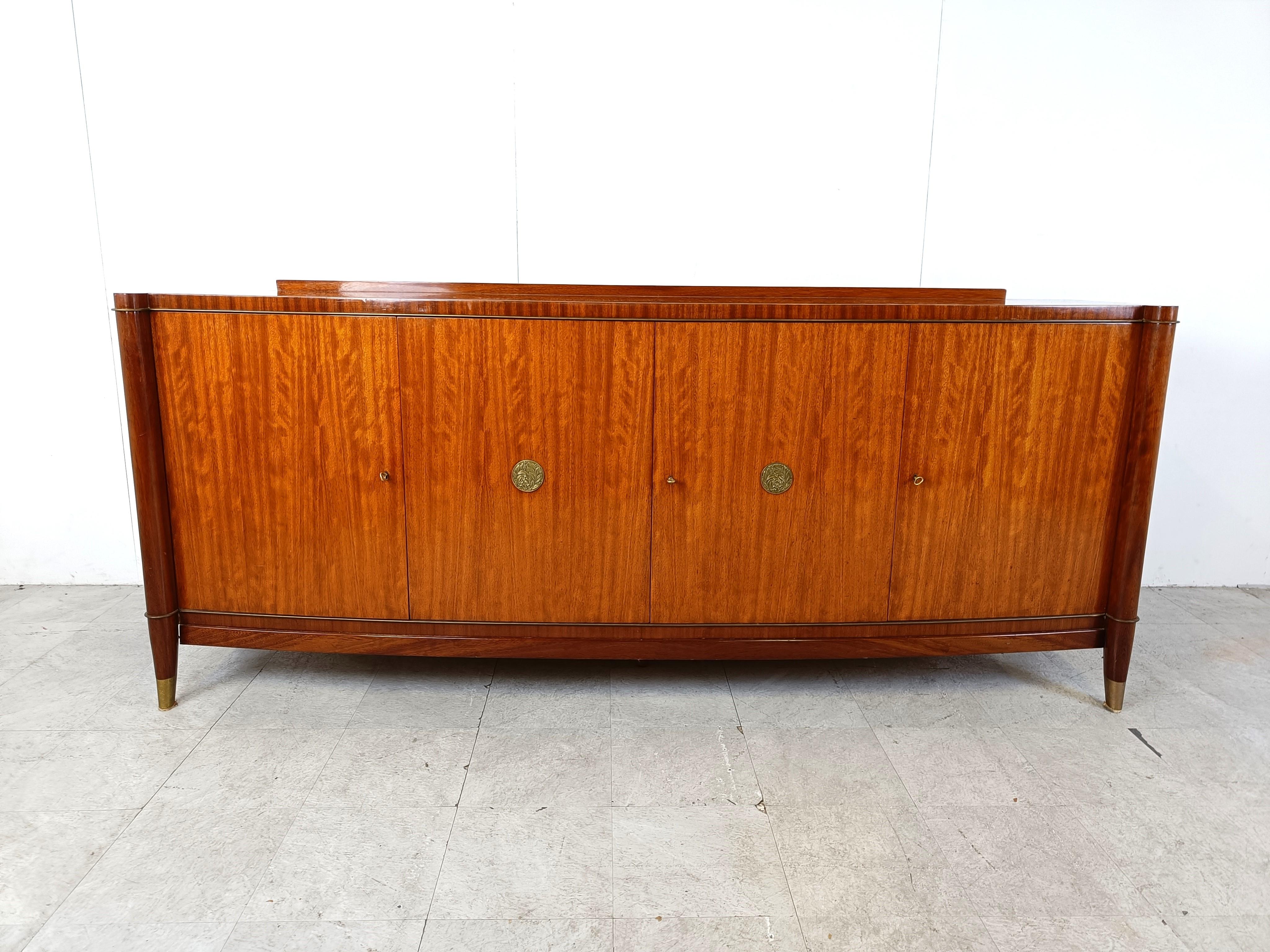 Brass Art deco 'Voltaire' sideboard by Decoene Frères, 1950s For Sale