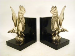 Art Deco Vulture Bird Bookends Max Le Verrier, France, 1920s