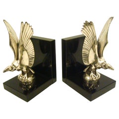 Art Deco Geier Vogel Buchstützen Max Le Verrier, Frankreich, 1920er Jahre