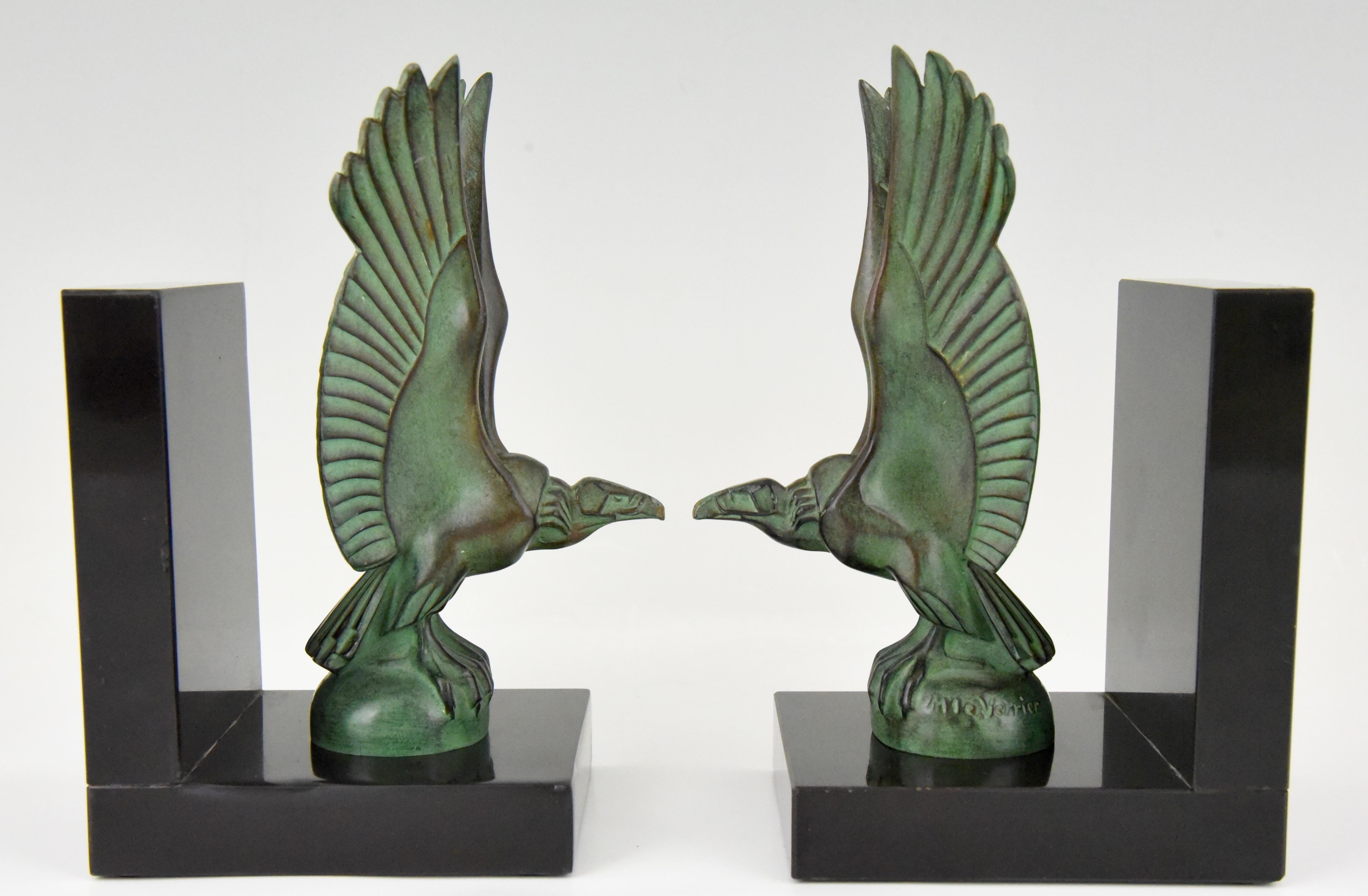 French Art Deco Vulture Bird Bookends Max Le Verrier, France, 1930