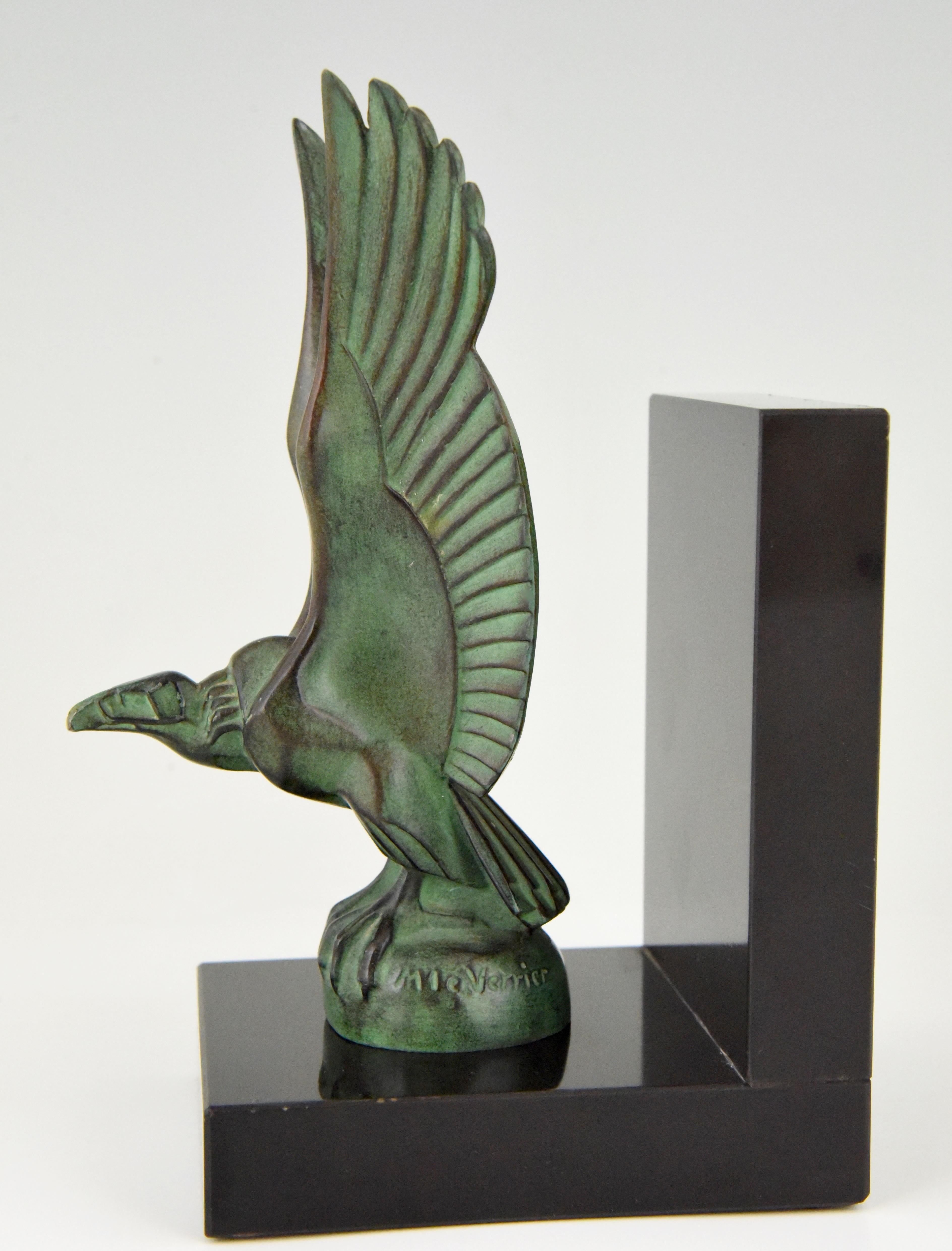 20th Century Art Deco Vulture Bird Bookends Max Le Verrier, France, 1930