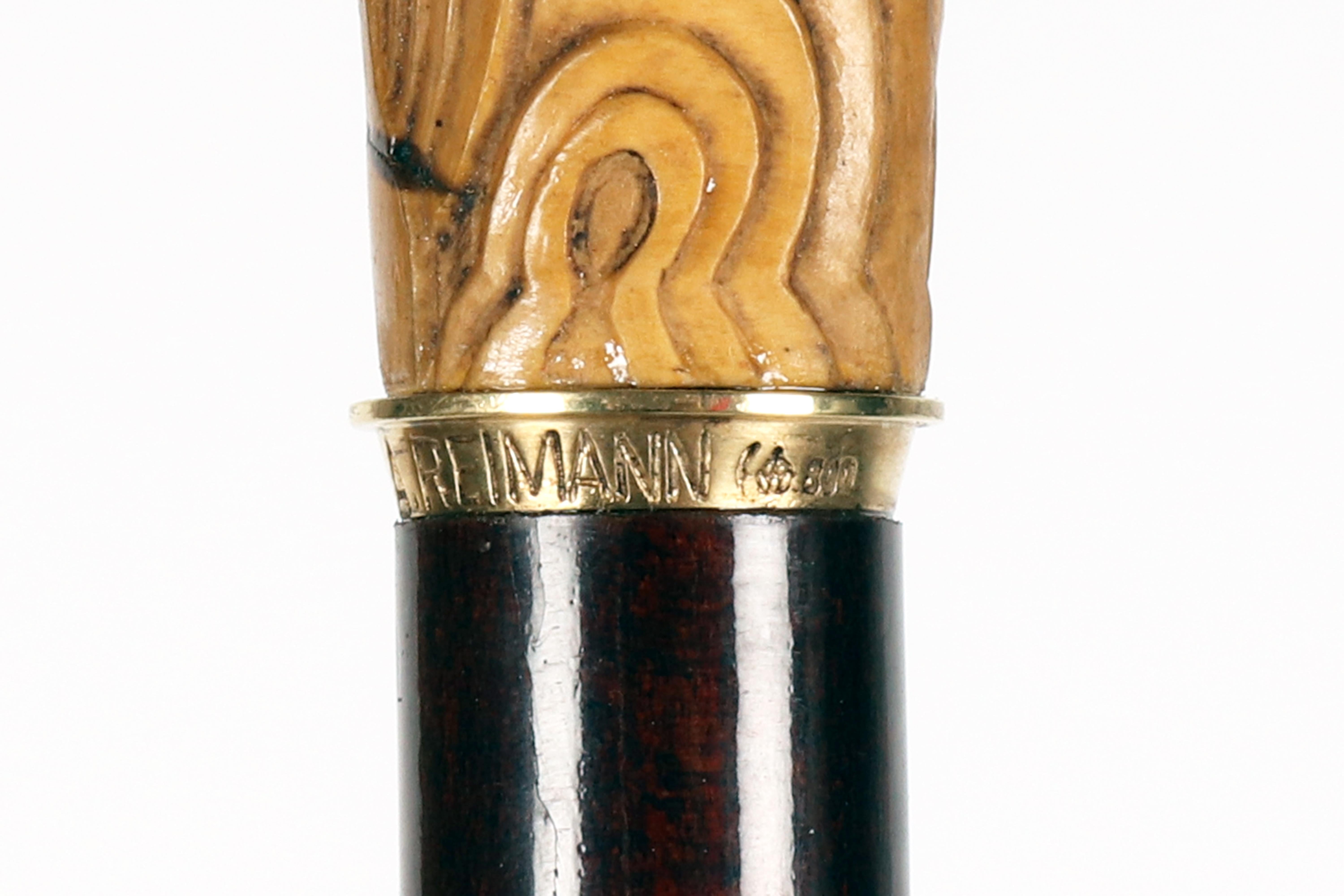Art Deco Spazierstock aus Buchsbaumholz, eine nackte Frau von Albert Reiman, Berlin 1925. im Angebot 3