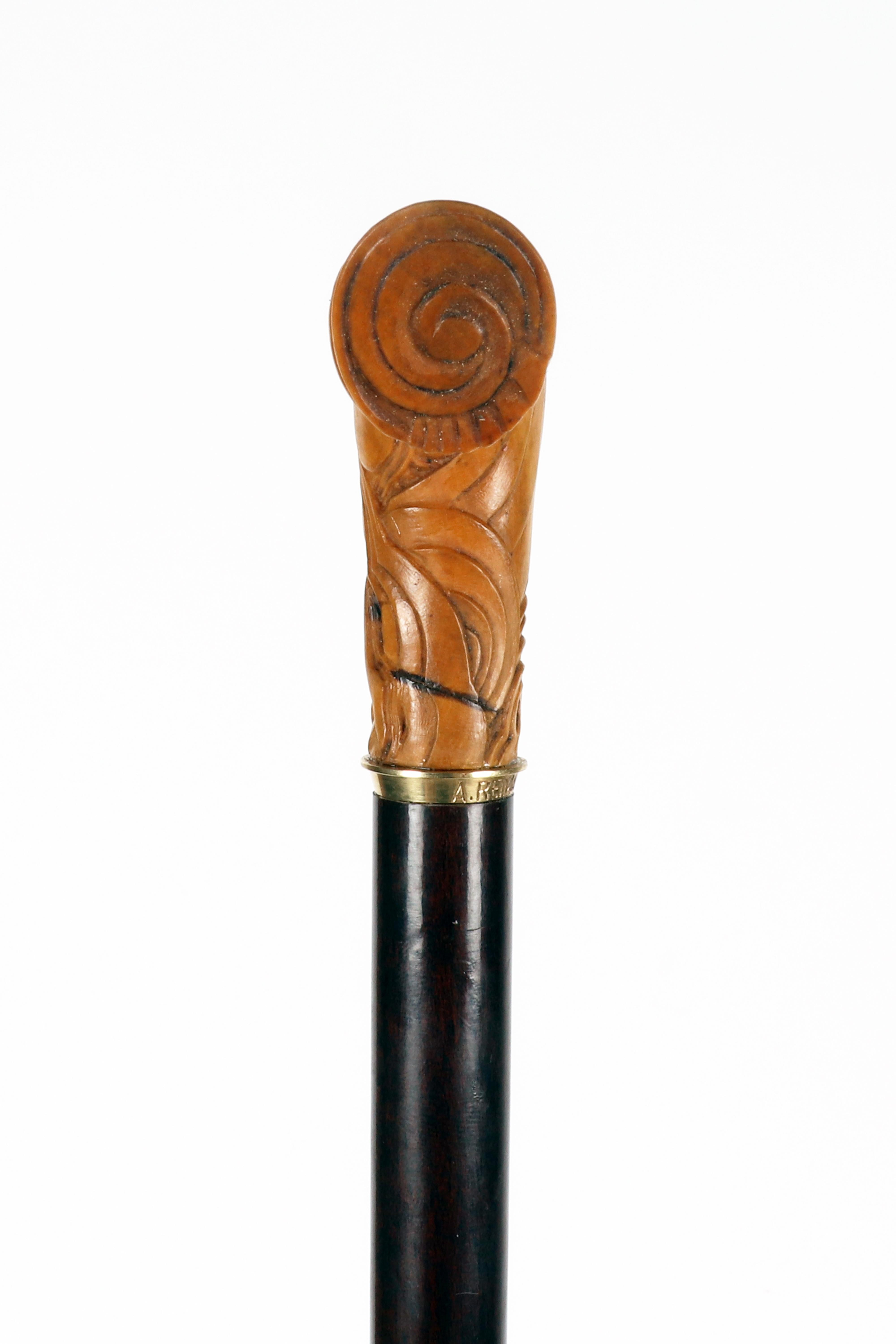 Art Deco Spazierstock aus Buchsbaumholz, eine nackte Frau von Albert Reiman, Berlin 1925. im Zustand „Gut“ im Angebot in Milan, IT