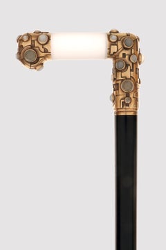 Art Decò walking stick, rock crystal and moonstones, by Halberg, Sweeden 1927.