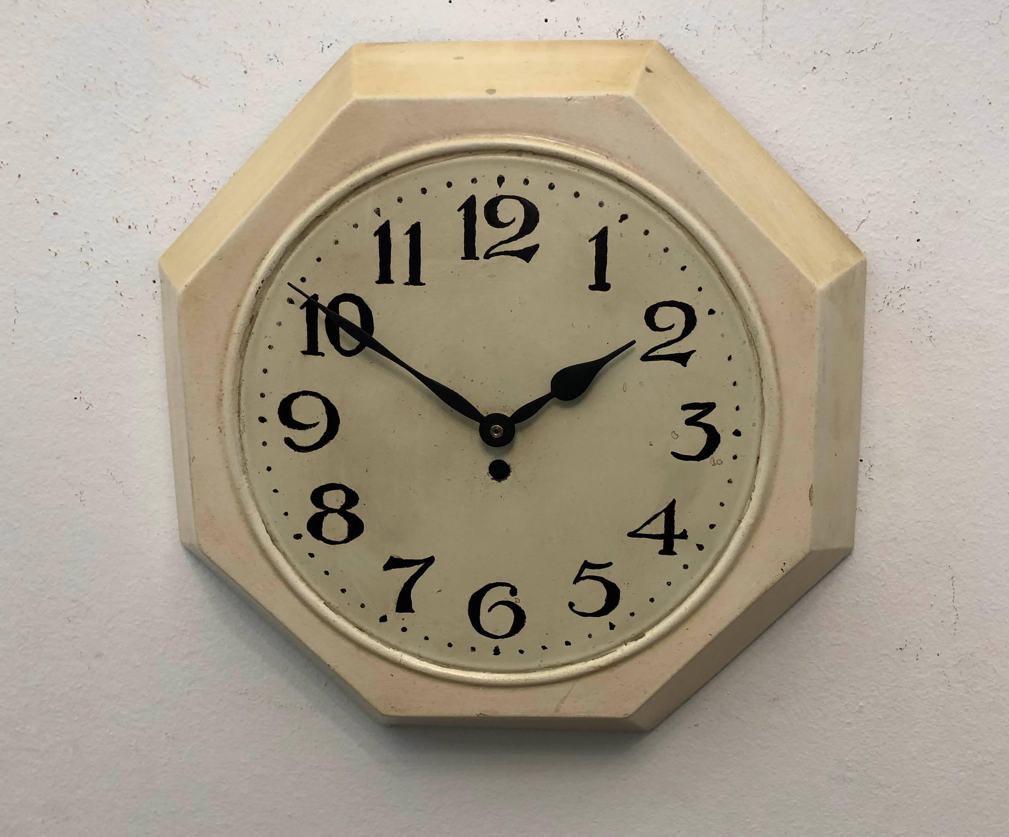 Austrian Art Deco Wall Clock In the Style of Adolf Loos
