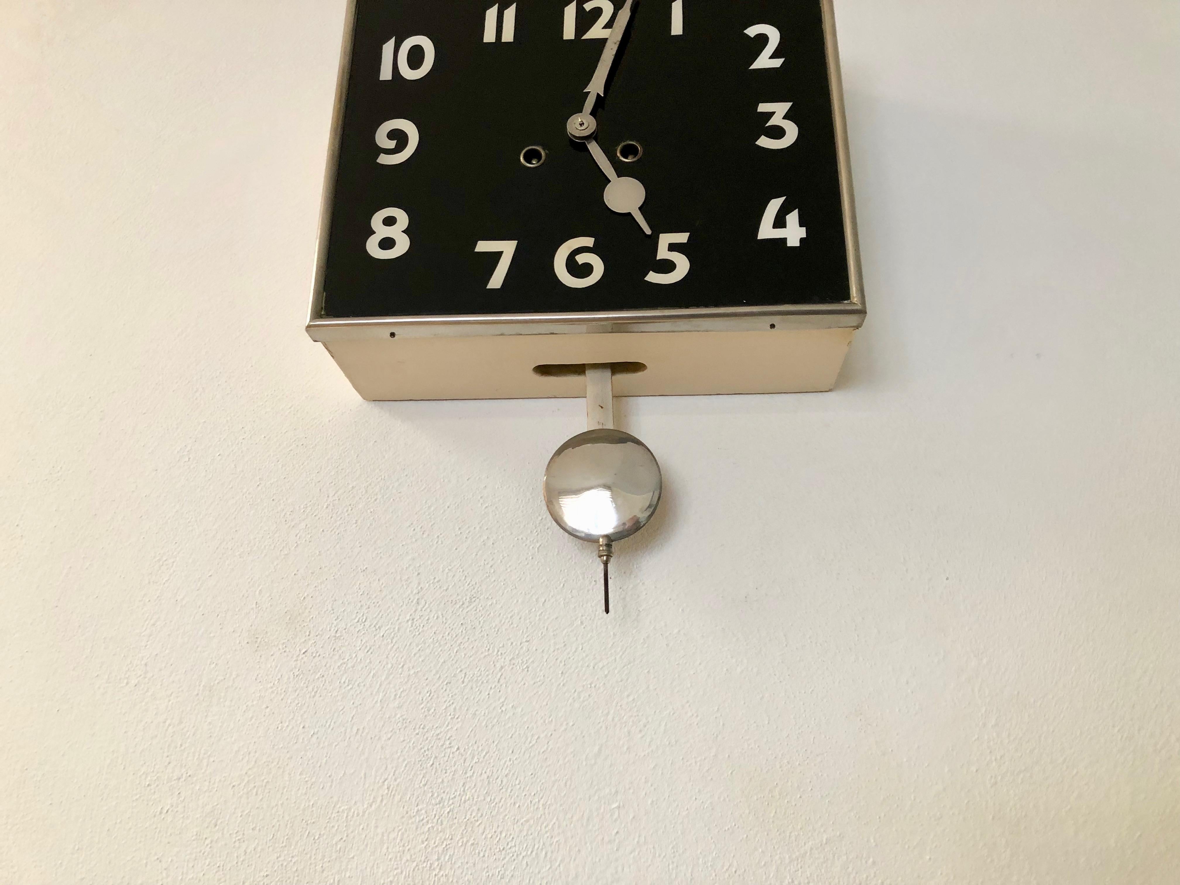 Art Deco Art-Deco Wall Clock Kienzle, Czechoslovakia