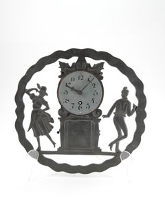 Art Deco Wall Clock with Pierced Wooden Ornament, Karlstein M & Sohn Clockwork