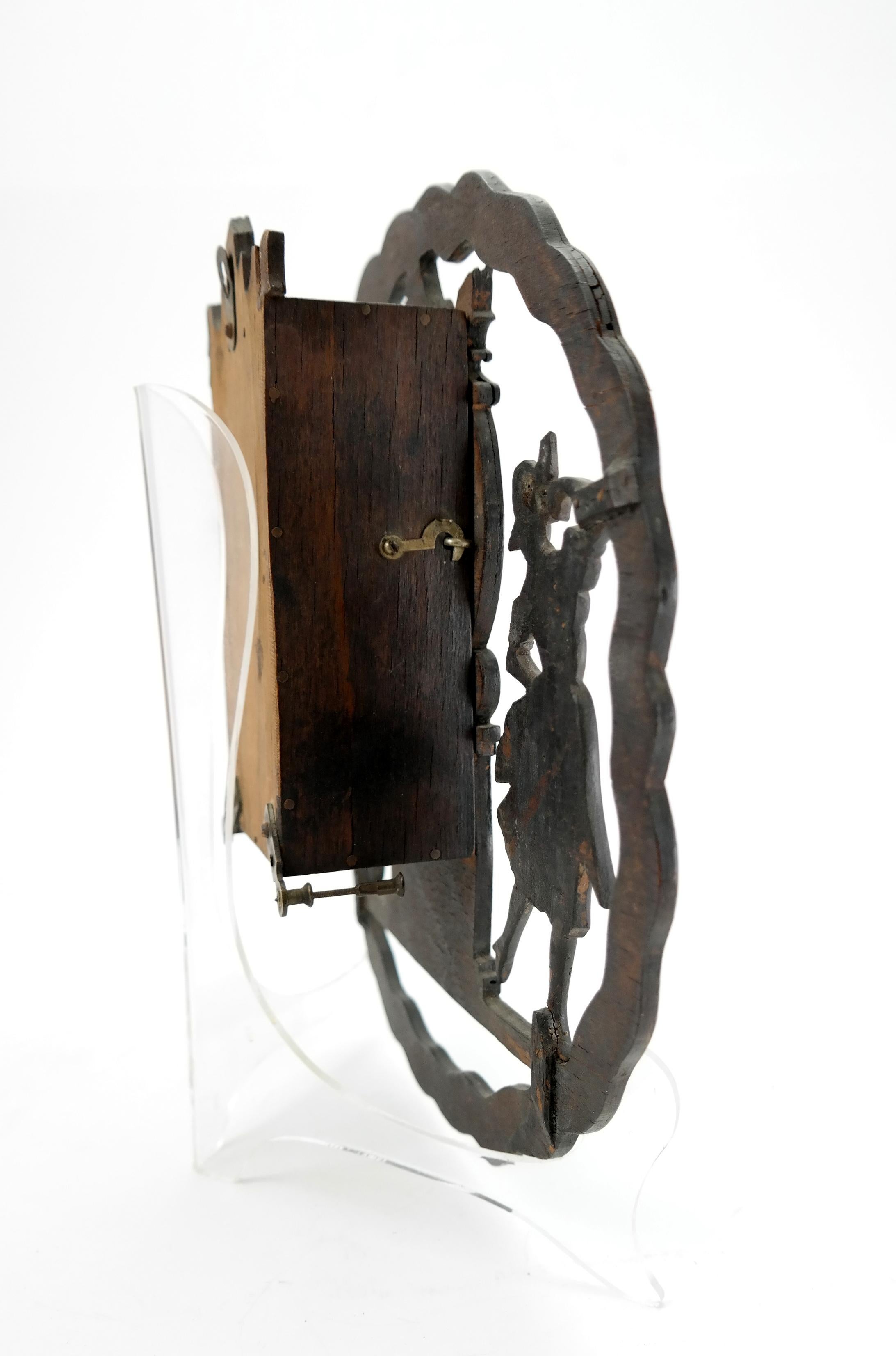 Early 20th Century Art Deco Wall Clock with Pierced Wooden Ornament, Karlstein M & Sohn Clockwork