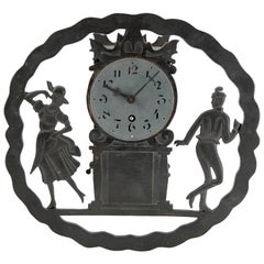 Art Deco Wall Clock with Pierced Wooden Ornament, Karlstein M & Sohn Clockwork