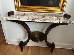Art Deco Wall Console w/ Calacatta Viola Marble Top - Raymond Subes Style