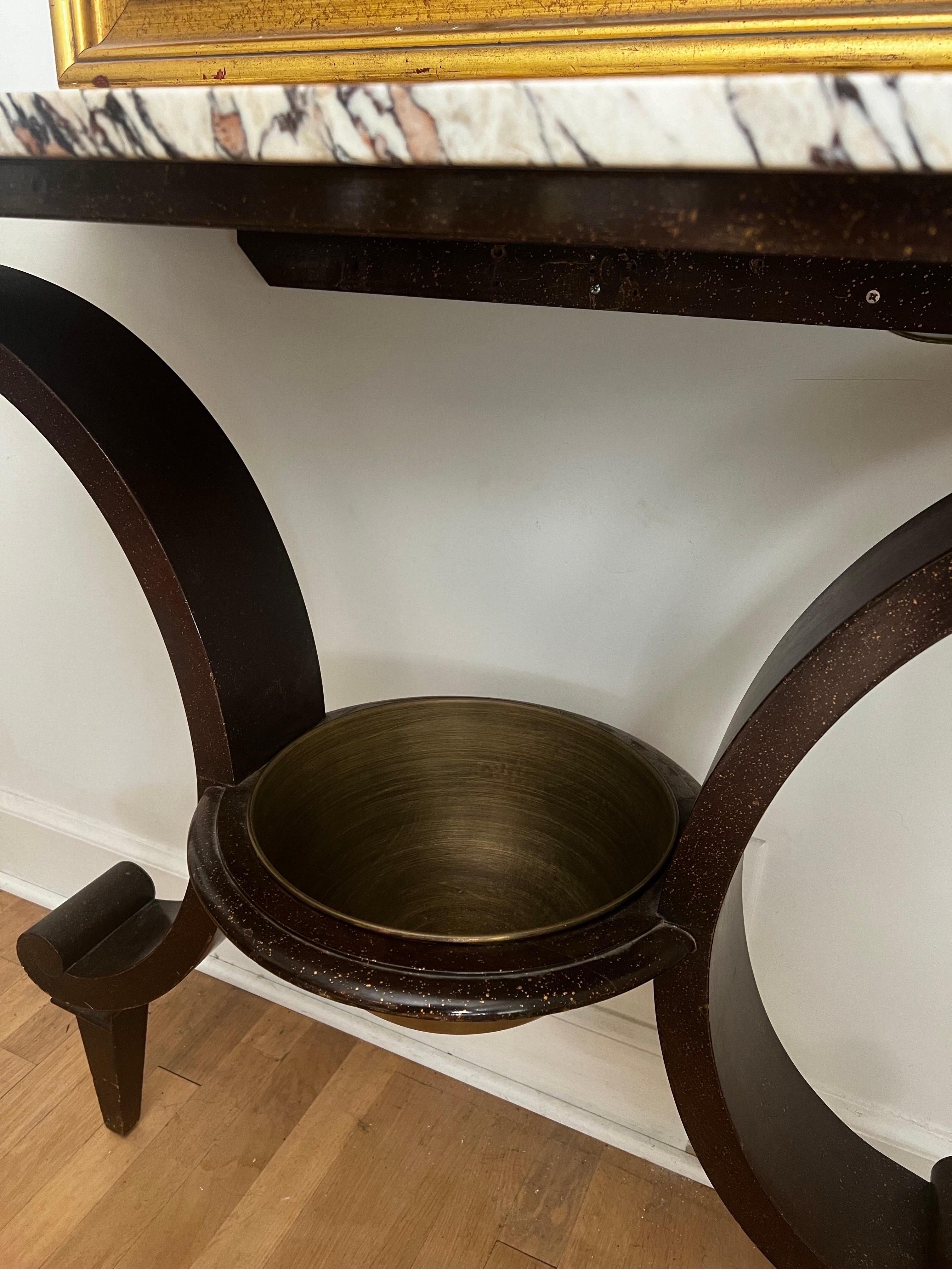 Art Deco Wall Console w/ Calacatta Viola Marble Top - Raymond Subes Style For Sale 1
