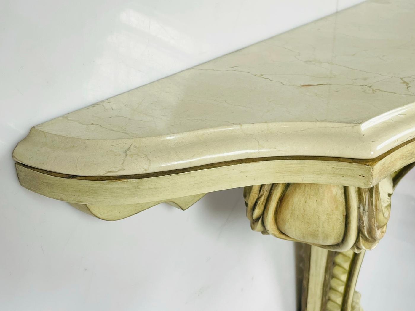 Art Deco Wall Console with a Marble Top, USA, 1940s For Sale 4