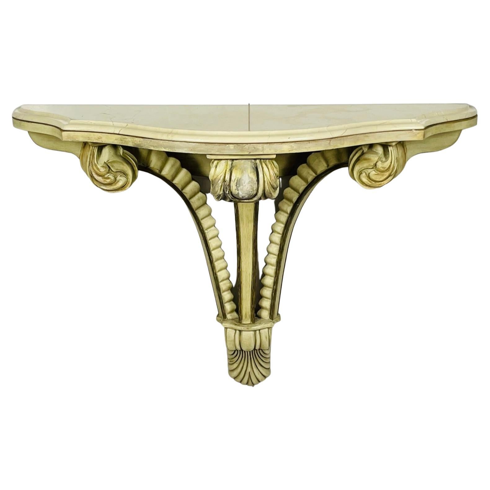 Art Deco Wall Console with a Marble Top, USA, 1940s