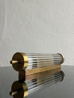 Art Deco Applique in Brass & Fluted Glass , Made in Italy , Several Available