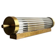 Art Deco Applique in Brass & Fluted Glass , Made in Italy , Several Available