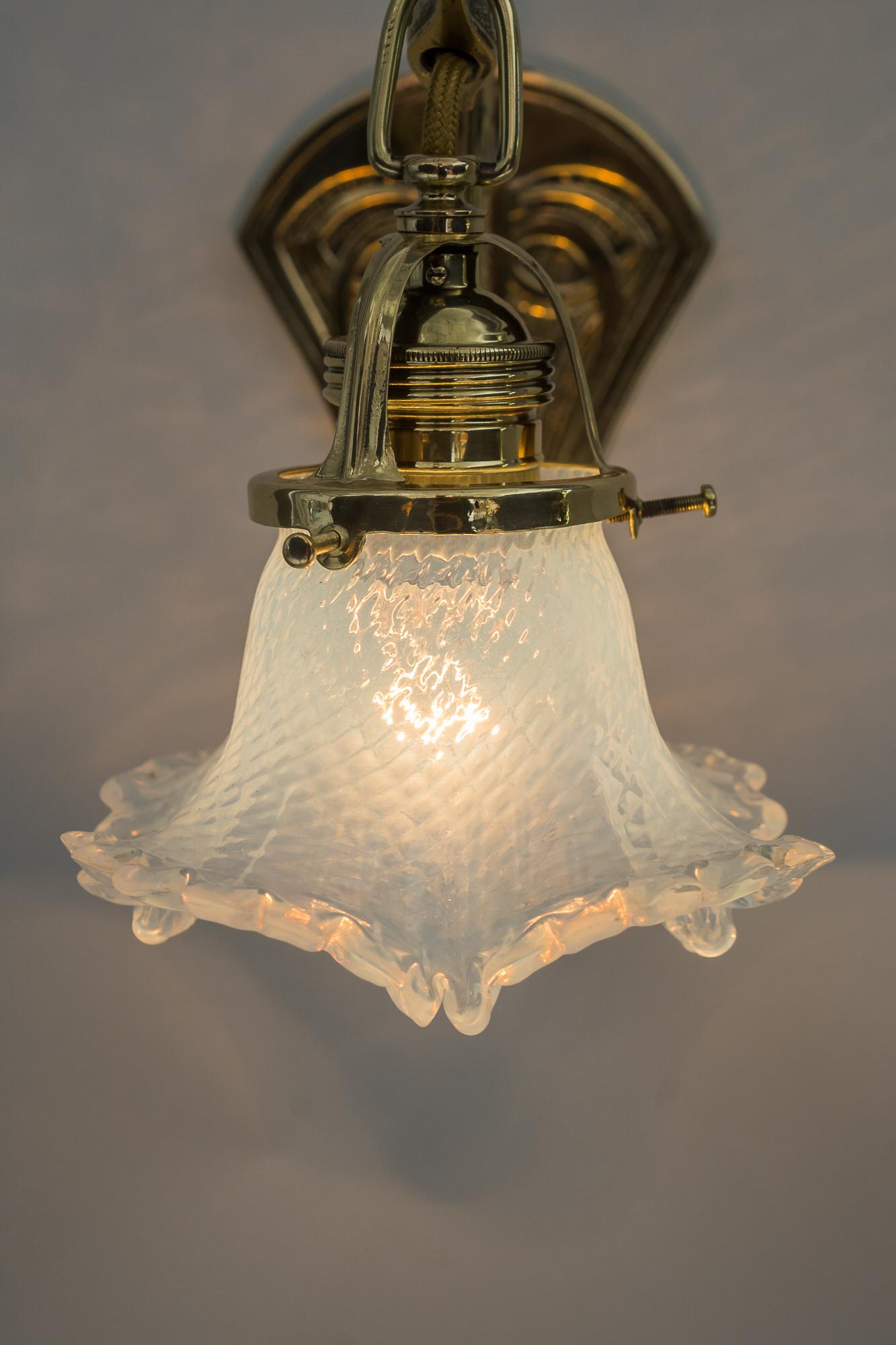 Art Deco Wall Lamp with Original Opaline Glass Shade around 1920s 4