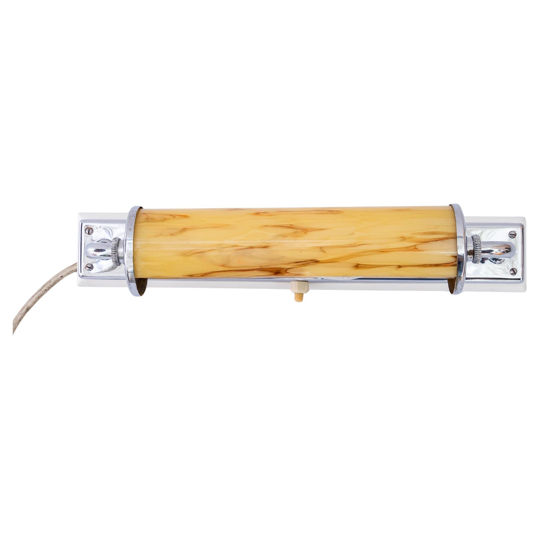 Art Deco wall lamp with swiveling glass and woodplate around 1920s
