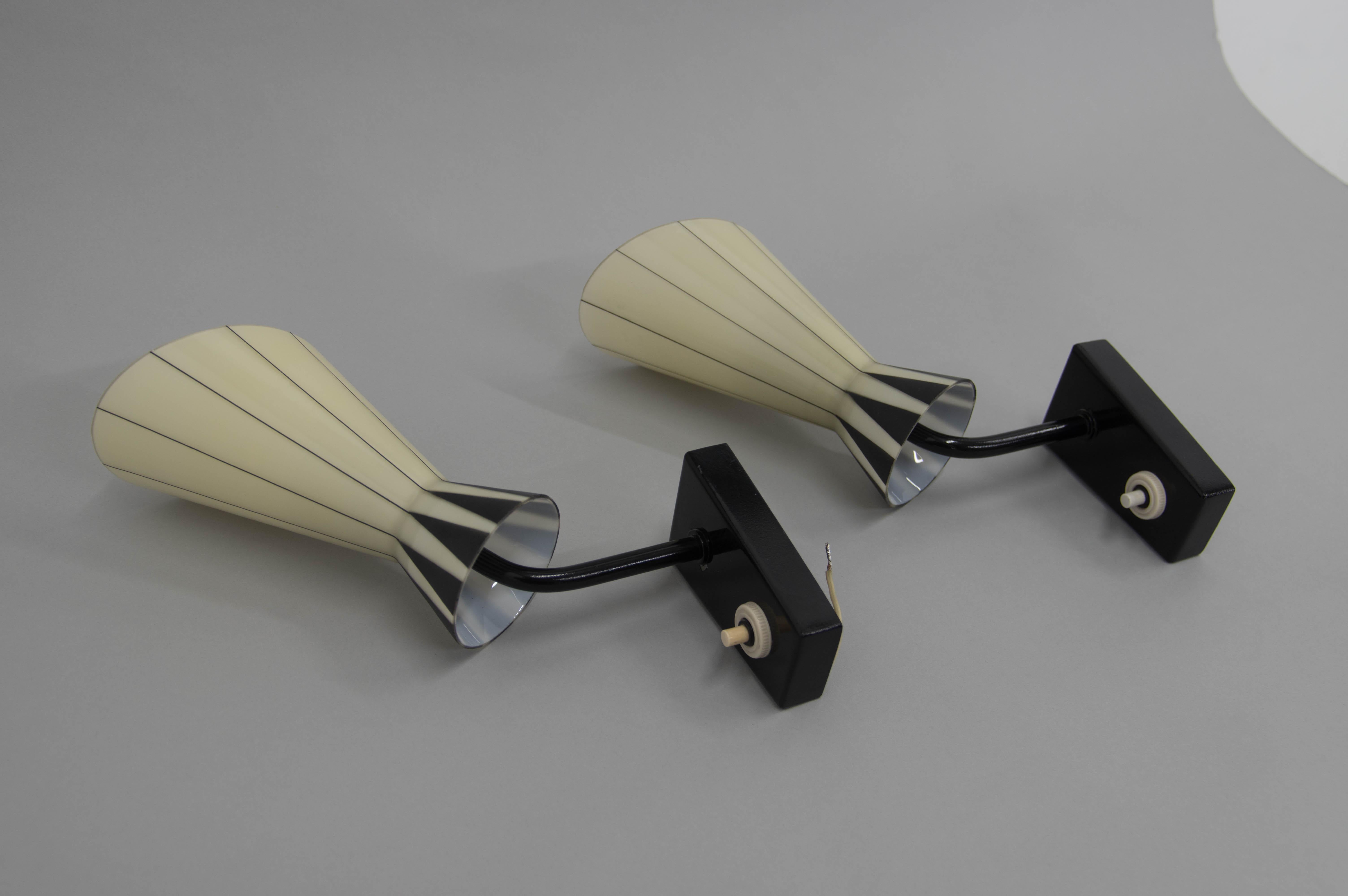 European Art Deco Wall Lamps, Europe, 1960s For Sale
