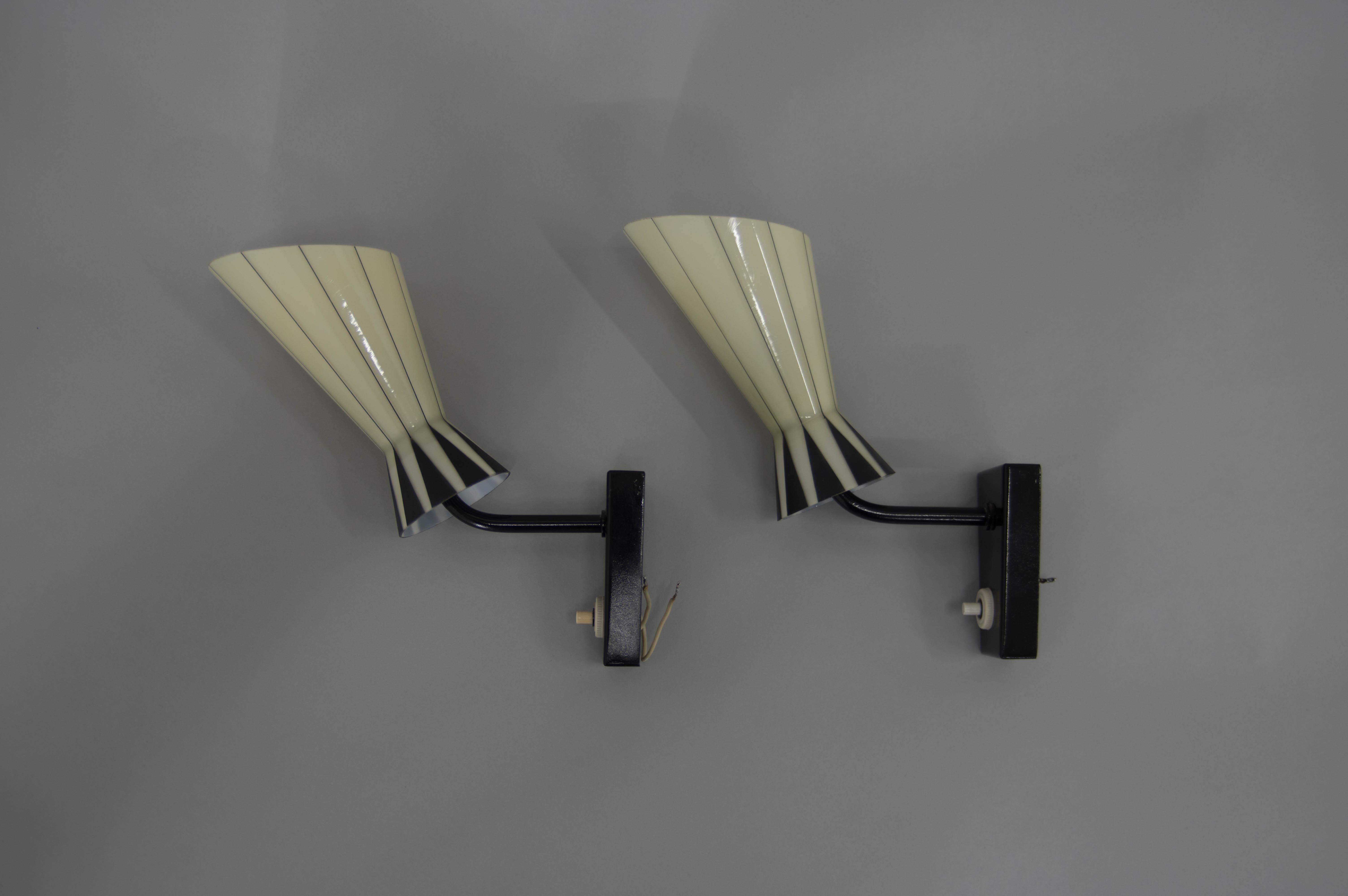 Art Deco Wall Lamps, Europe, 1960s In Good Condition For Sale In Praha, CZ