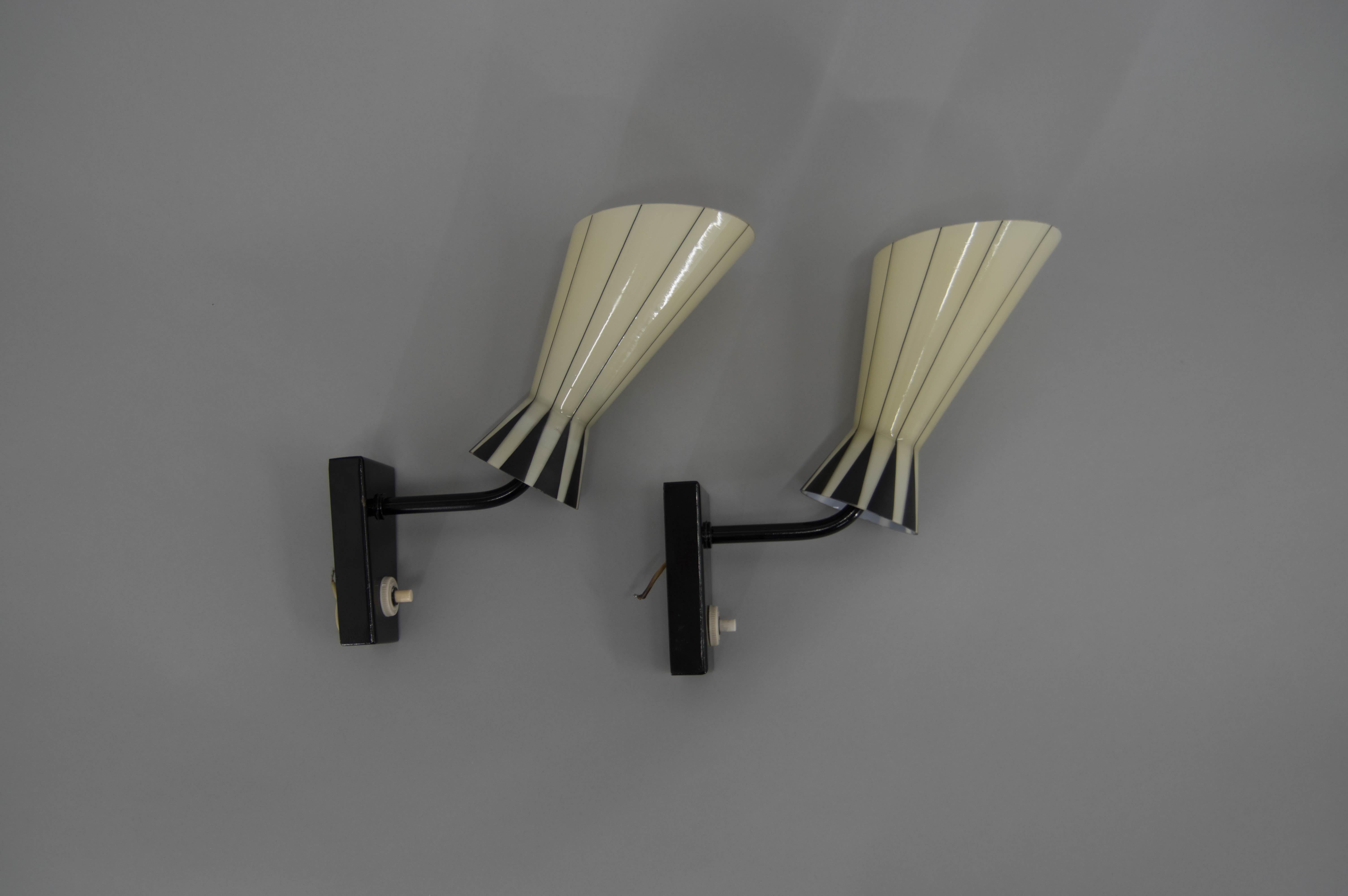Mid-20th Century Art Deco Wall Lamps, Europe, 1960s For Sale