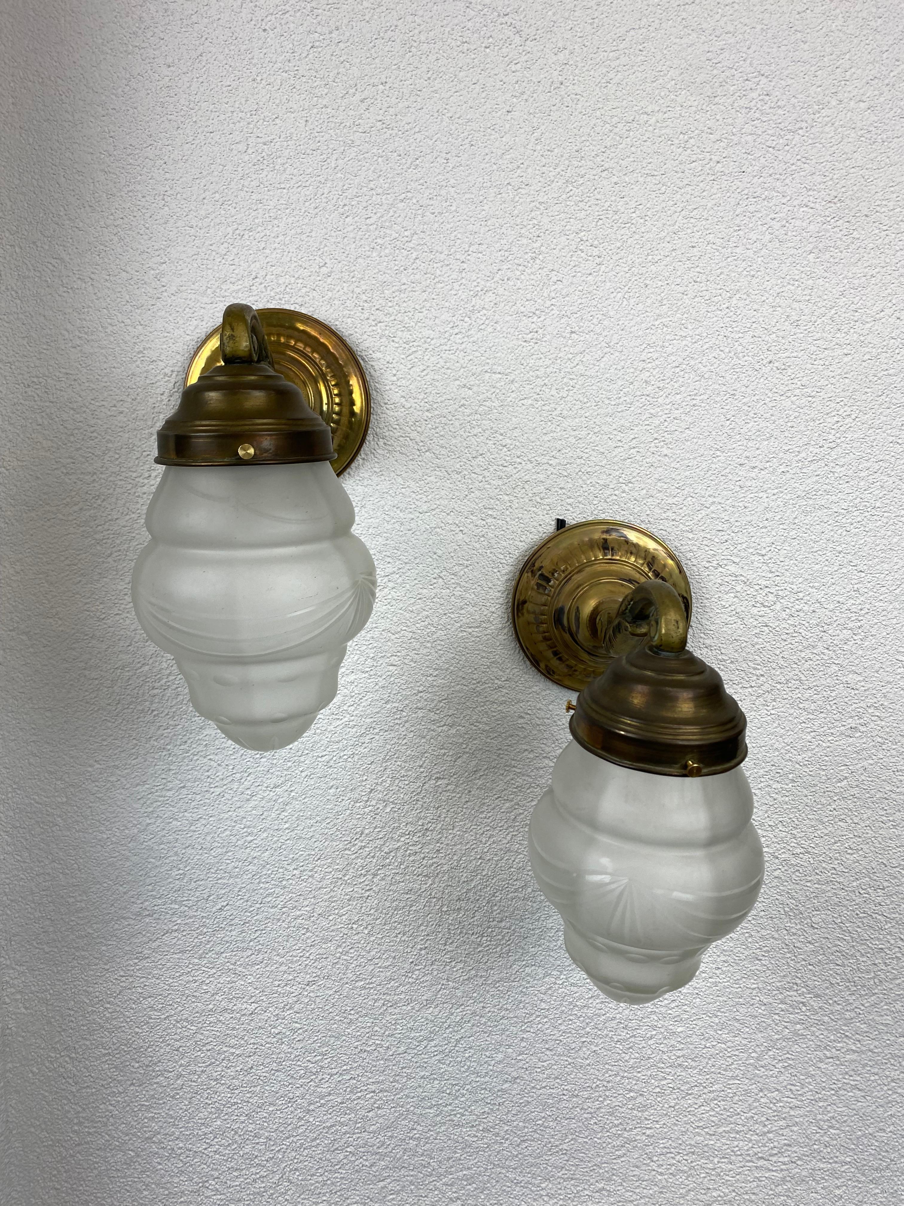 Brass Art Deco Wall Lamps