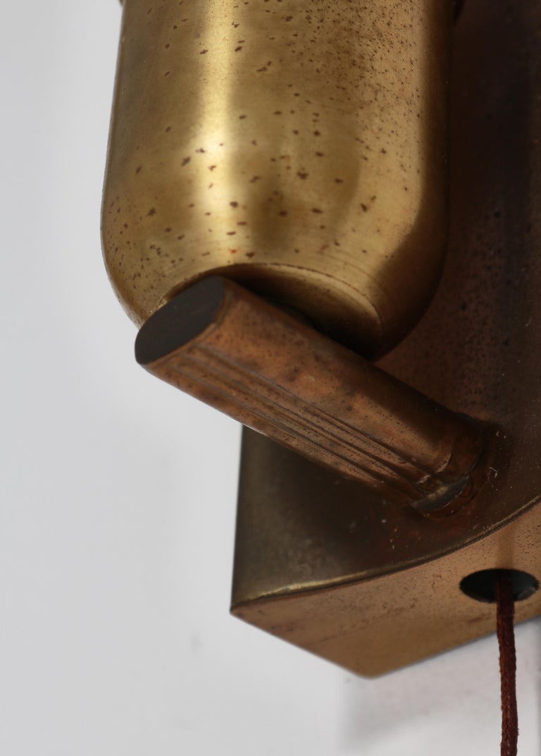 Art Deco Wall Lamps in Brass and Opaline Glass, Denmark, 1940s For Sale