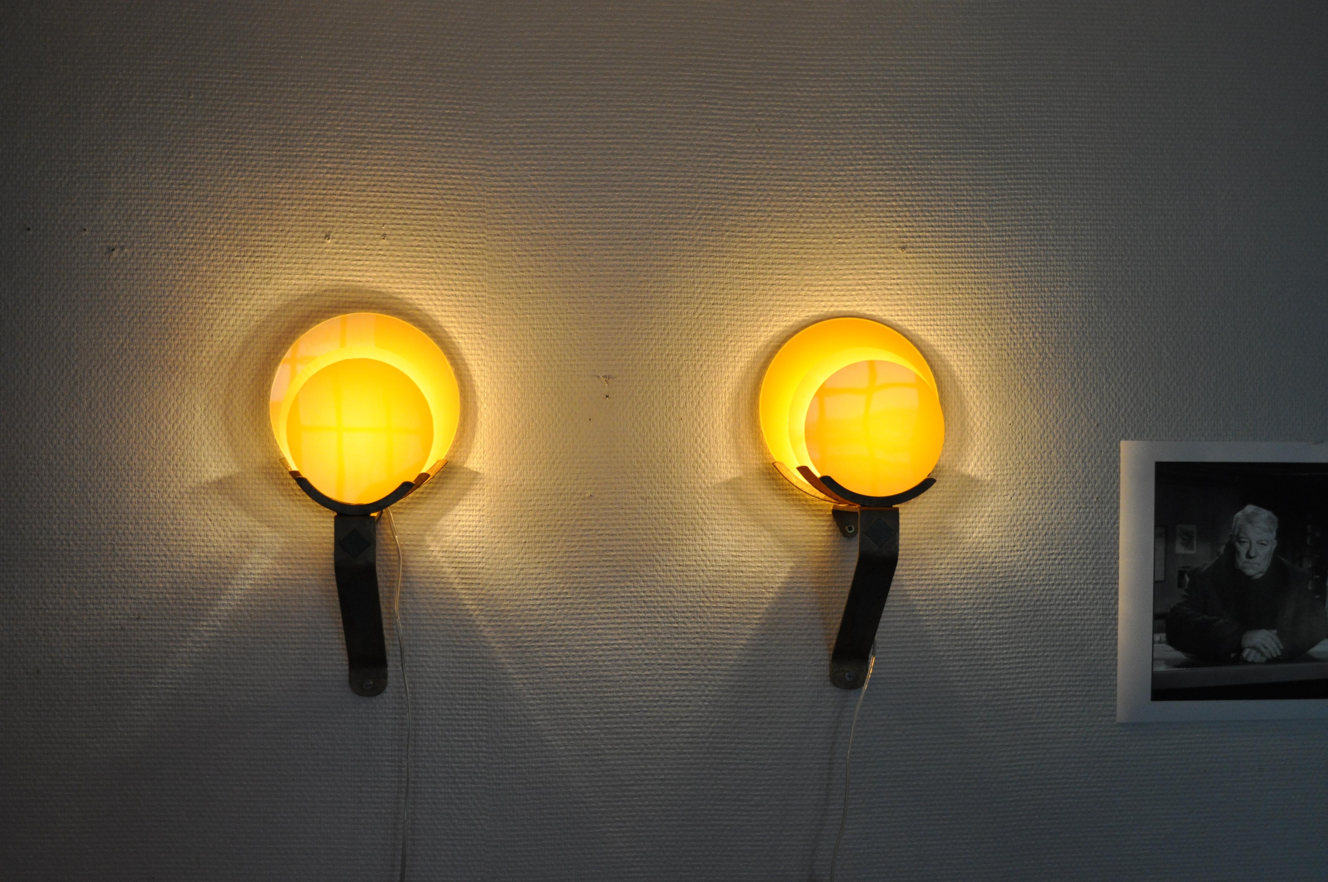 Art Deco Wall Lights in Metal and Glass, Sweden, 1940 8