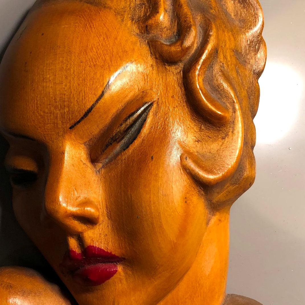 Art Deco Wall Mask, 1930s For Sale 4
