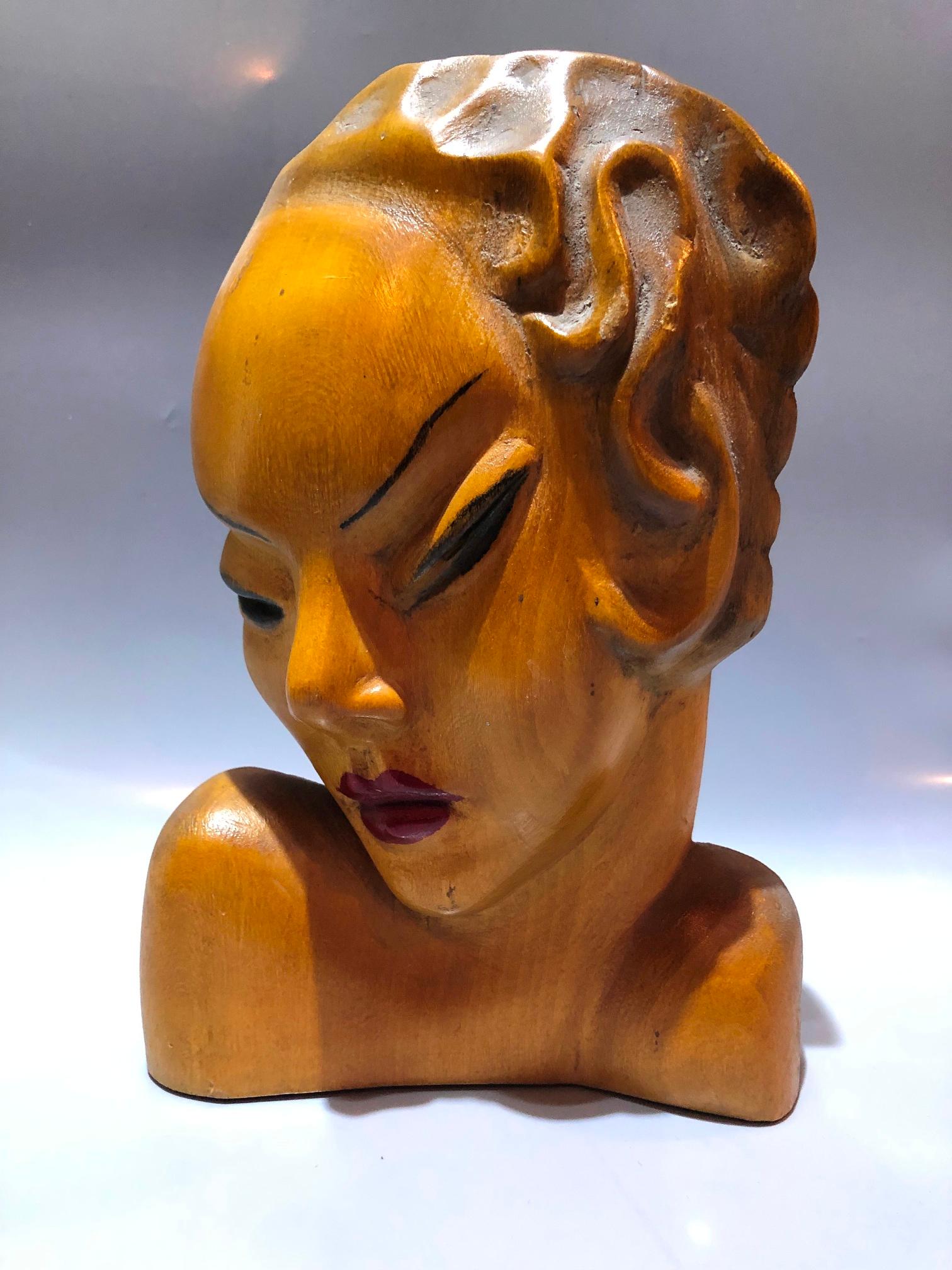 Art Deco Wall Mask, 1930s In Good Condition For Sale In BUDAPEST, HU