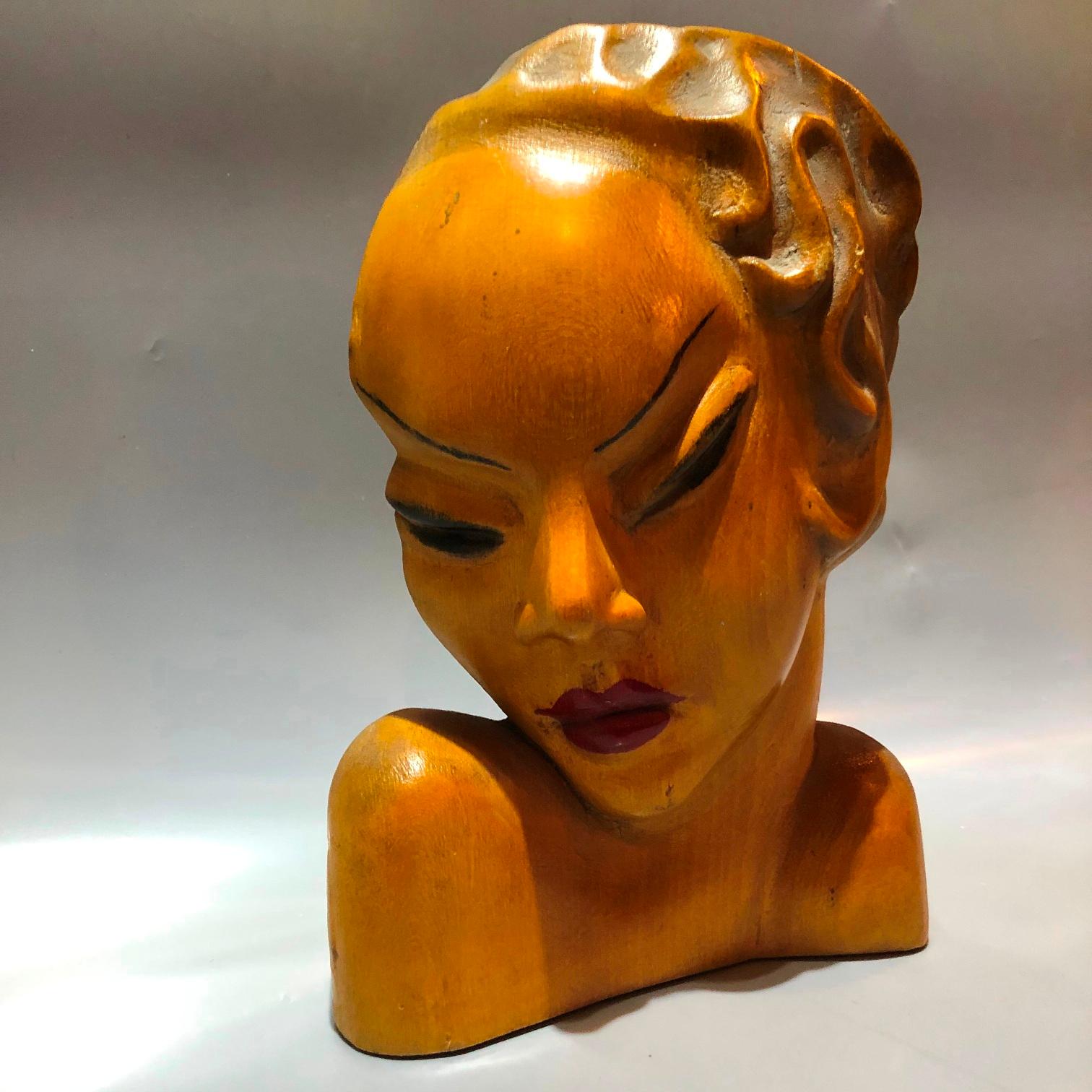 Mid-20th Century Art Deco Wall Mask, 1930s For Sale
