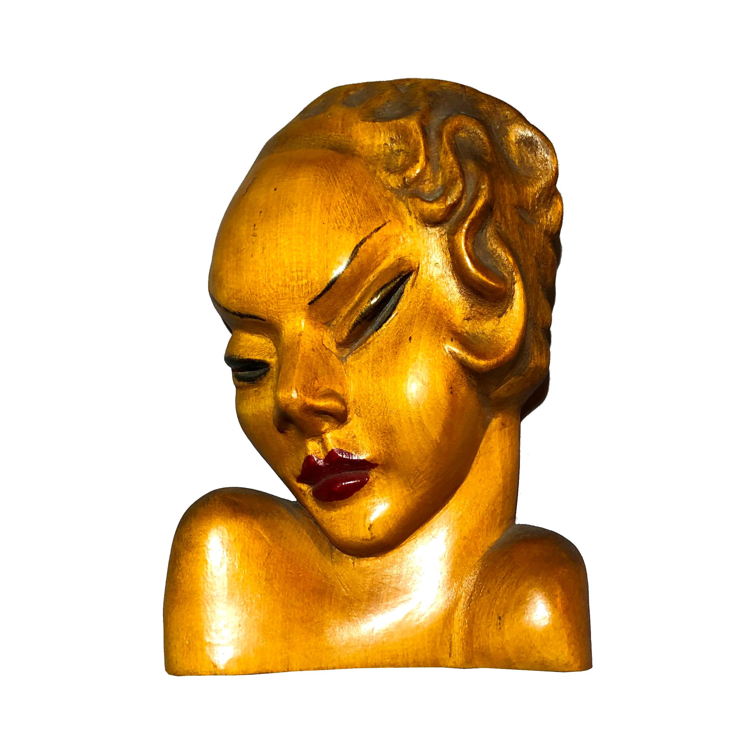 Art Deco Wall Mask, 1930s For Sale