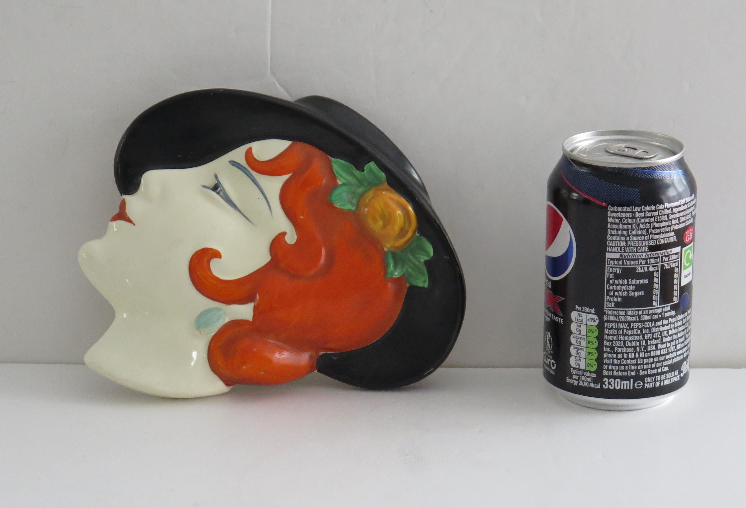 Art Deco Wall Mask by Lancaster Pottery of Hanley Staffordshire, Circa 1930's 5