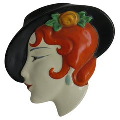 Art Deco Wall Mask by Lancaster Pottery of Hanley Staffordshire, Circa 1930's