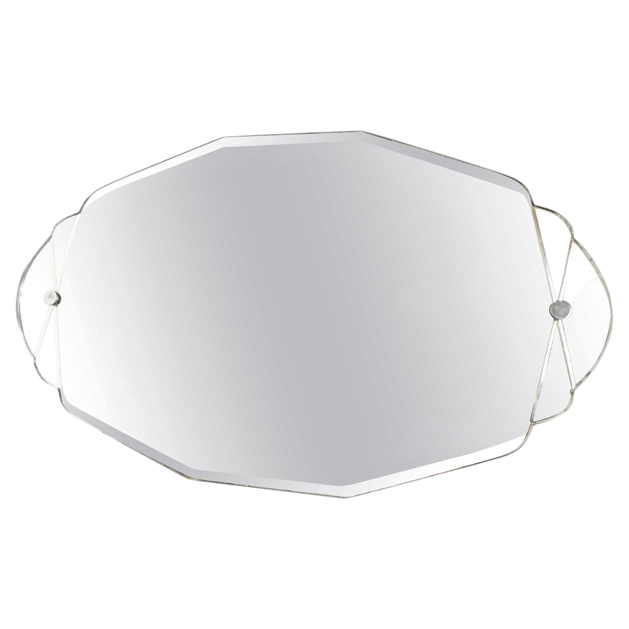 Art Deco wall mirror, 1940s, with beveled edge, France