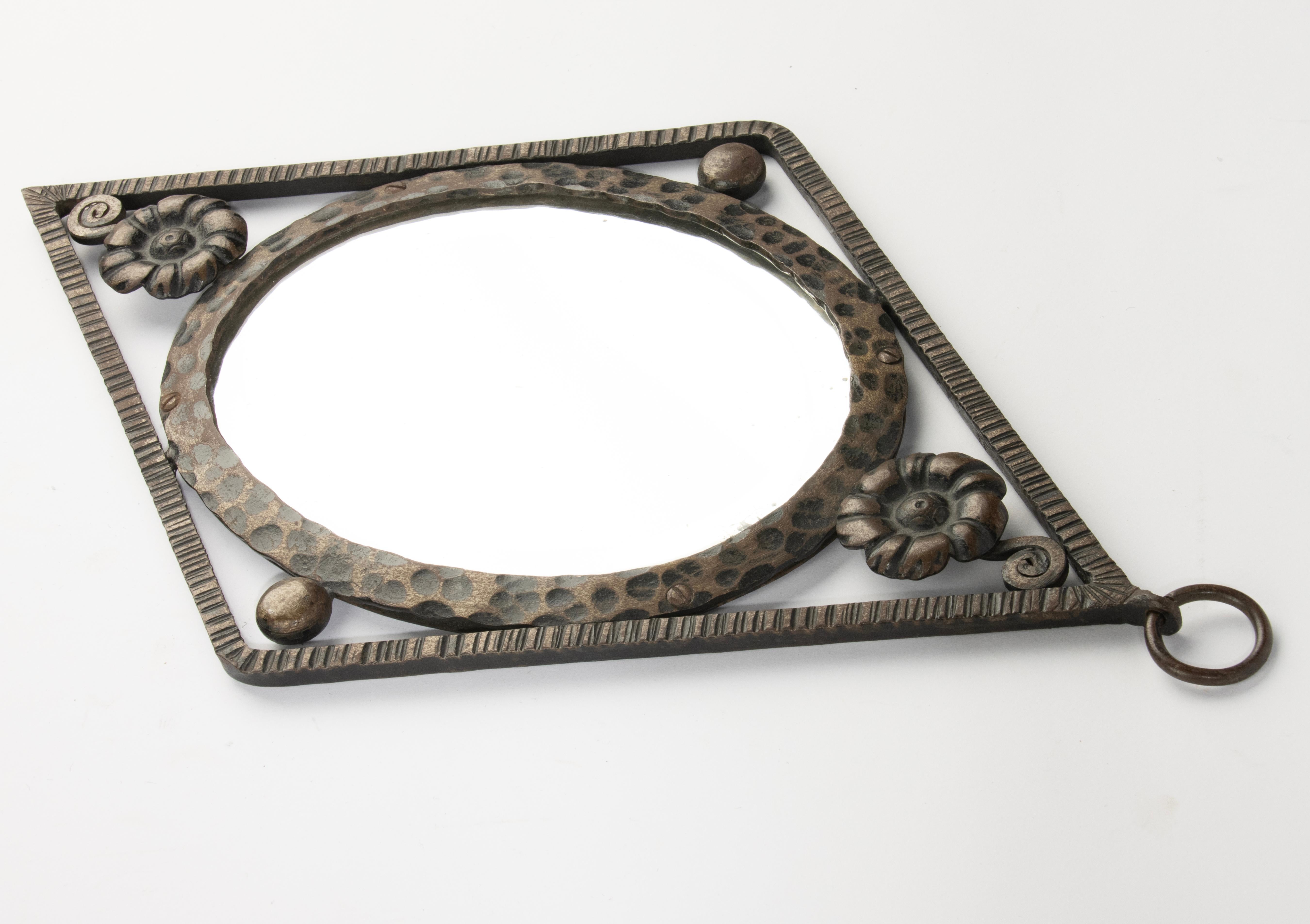 Art Deco Wall Mirror -  Diamond Shape - Wrought Iron 7