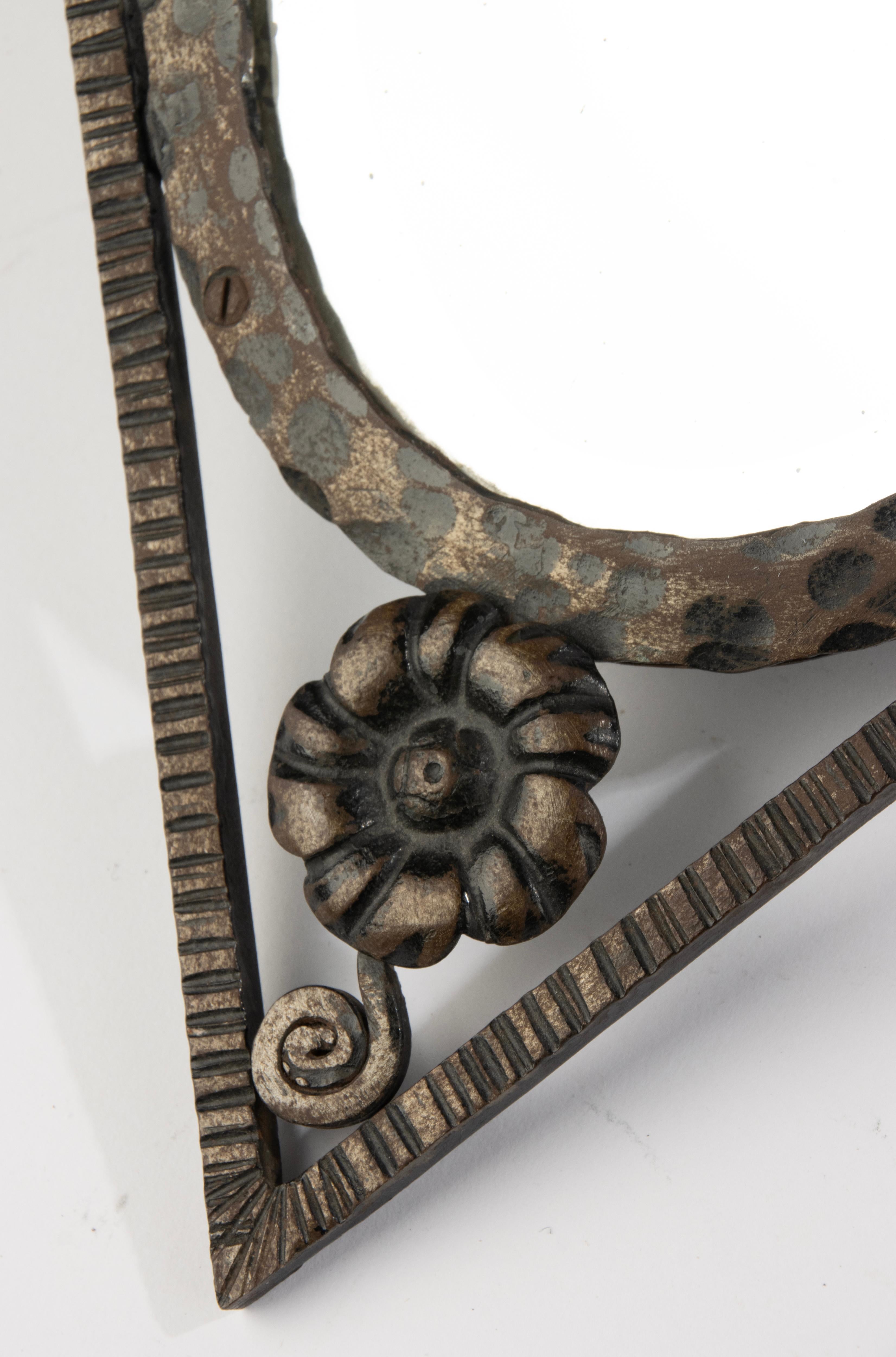 Early 20th Century Art Deco Wall Mirror -  Diamond Shape - Wrought Iron