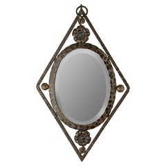 Art Deco Wall Mirror -  Diamond Shape - Wrought Iron
