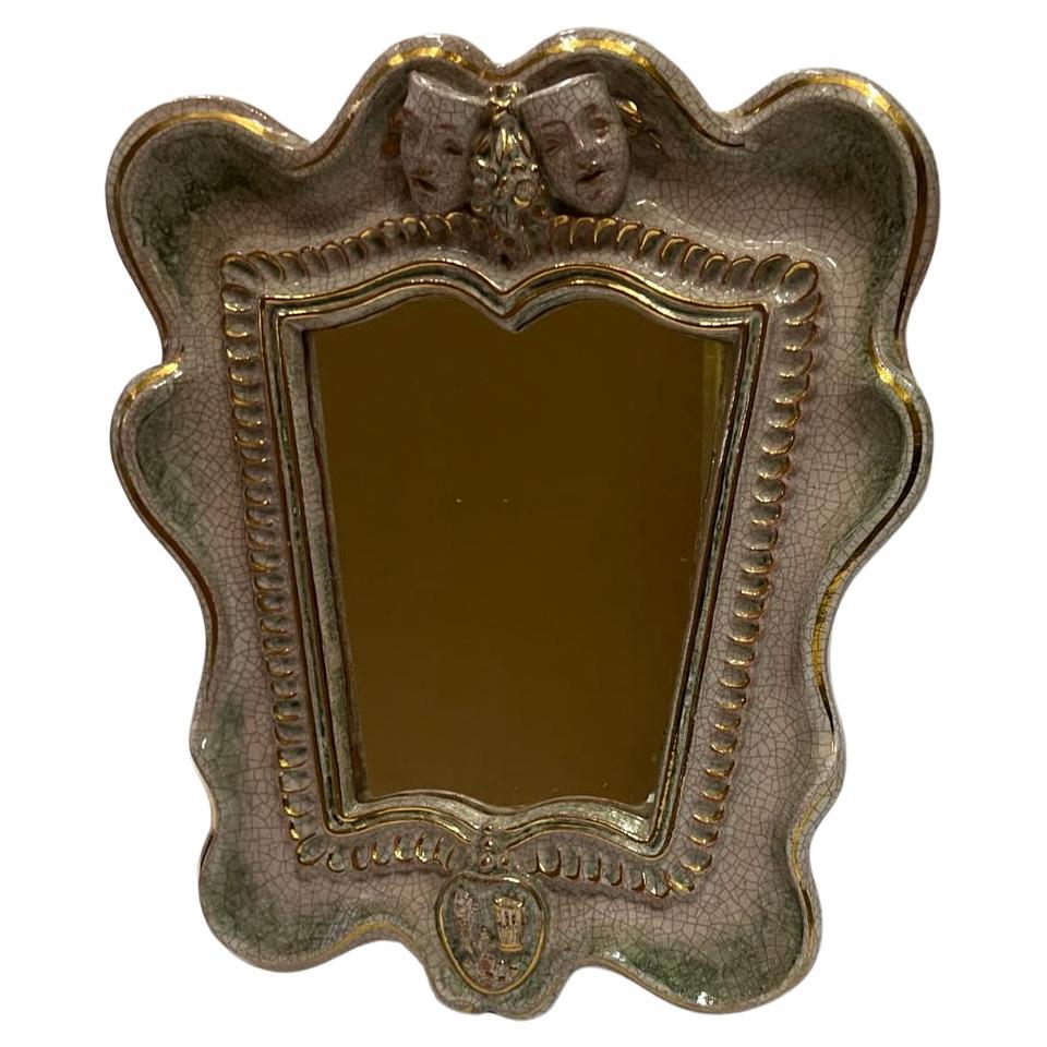 Art Deco wall mirror from the 1930s by Gmundner Keramik, model 2140, Austria, good original condition