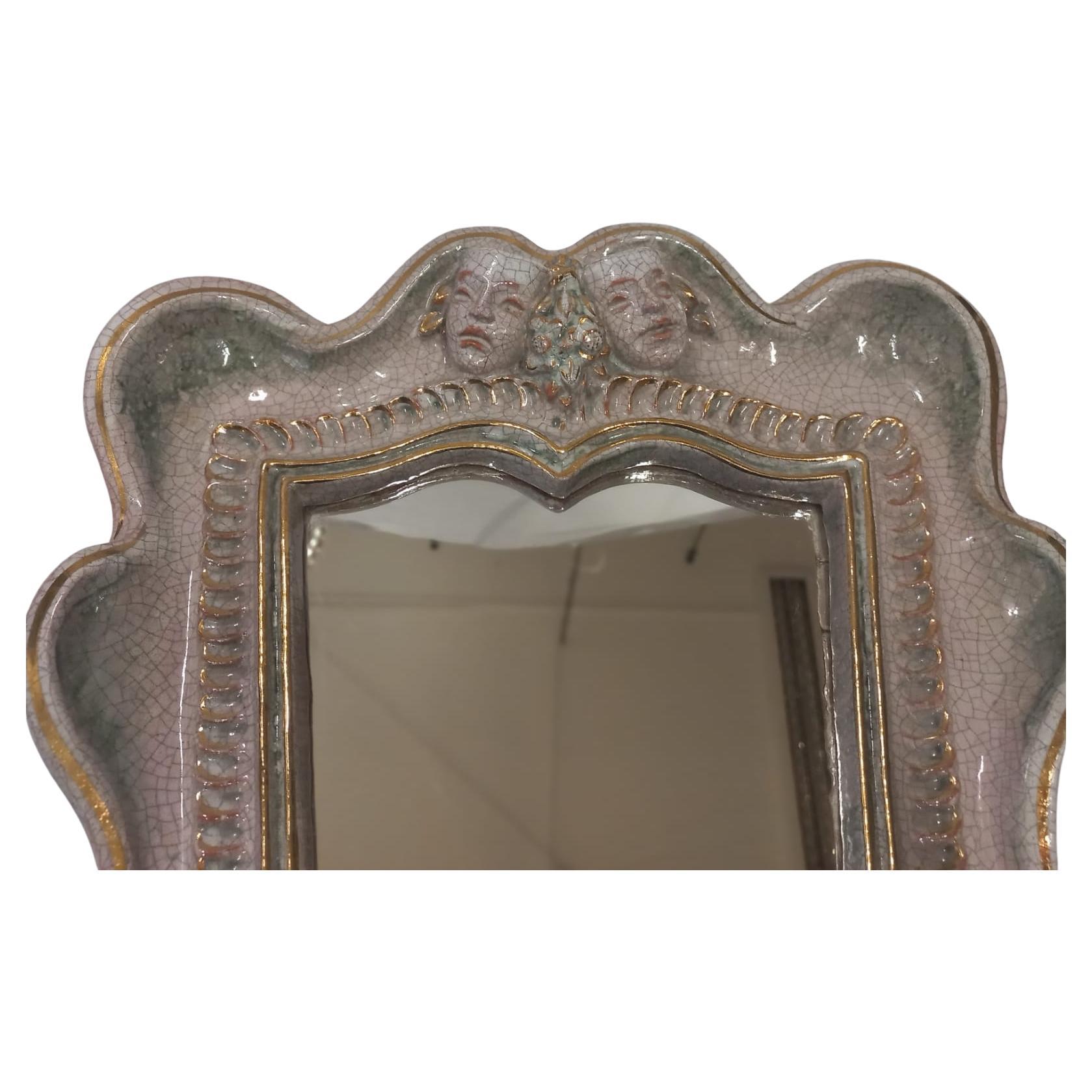 Art Deco wall mirror from the 1930s by Gmundner Keramik In Good Condition For Sale In Vienna, AT